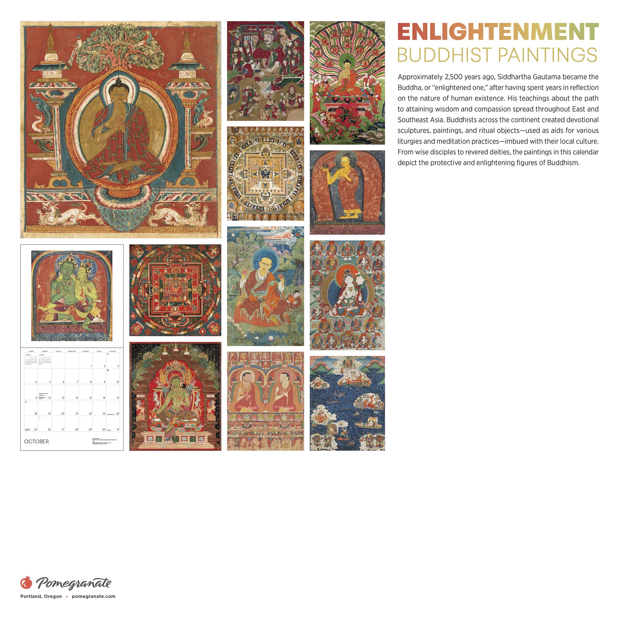 Enlightenment Buddhist Paintings 2026 Wall Calendar - Online Only