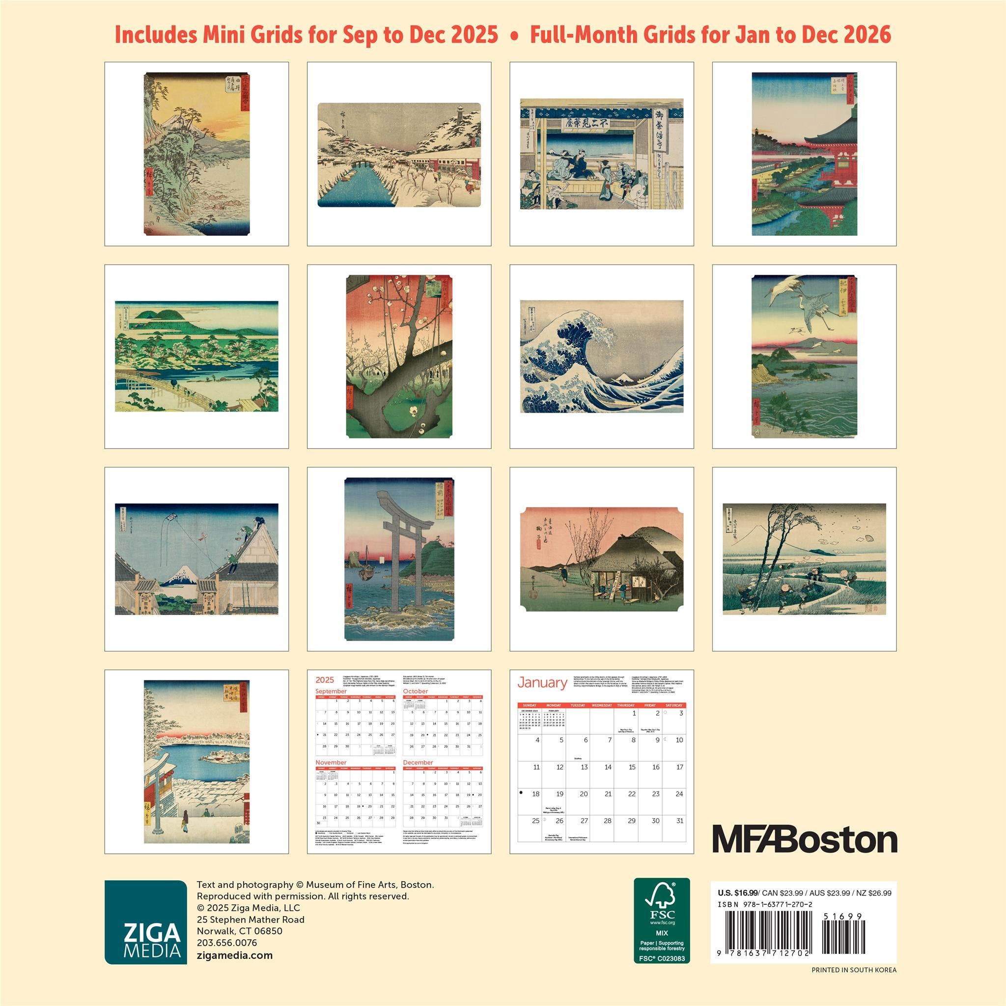 Japanese Woodblocks Mfa Boston Wall 2026 Calendar