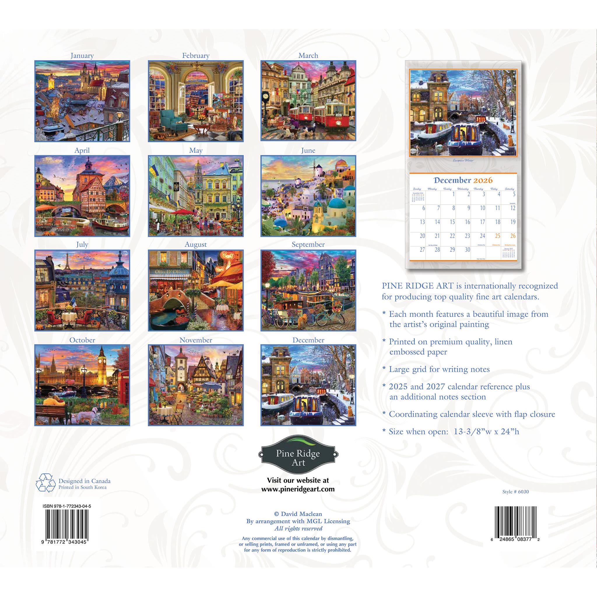 European Vacation 2026 Wall Calendar - Online Only