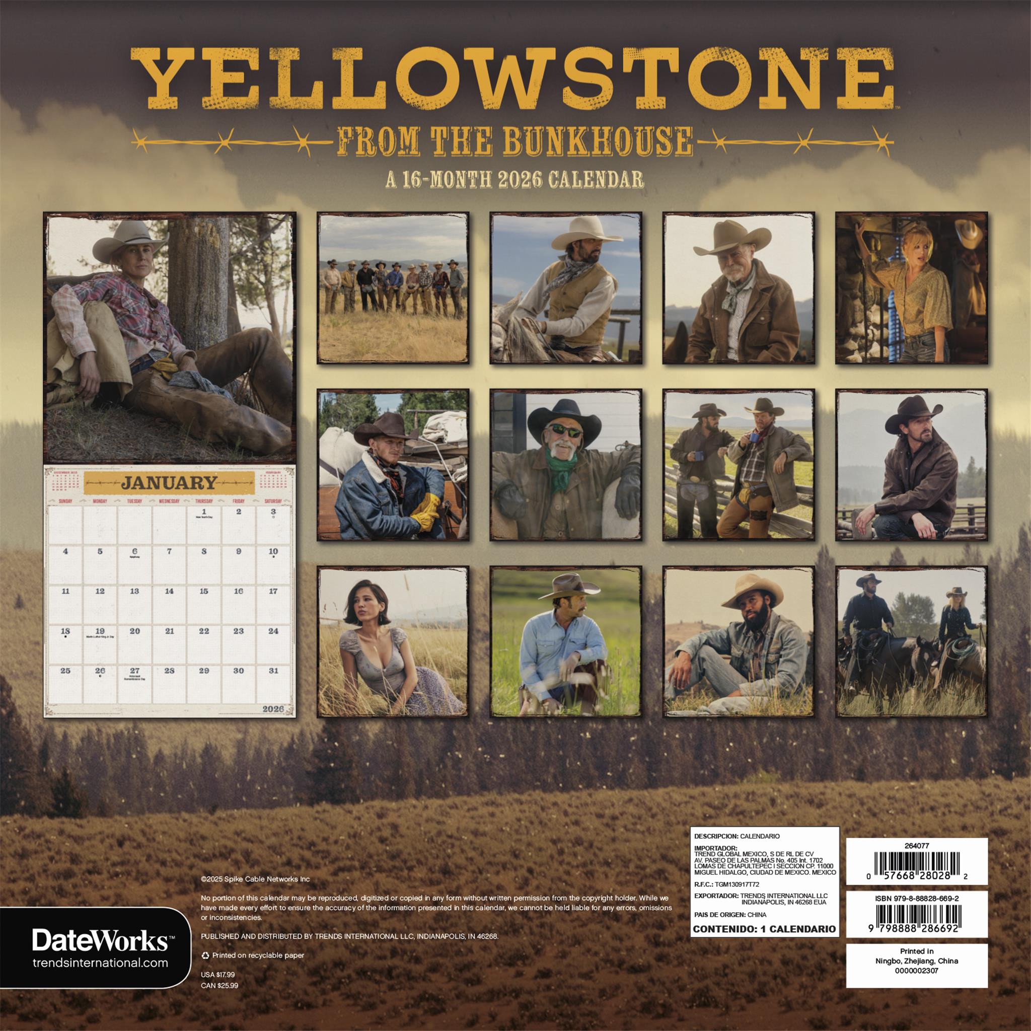 Yellowstone From The Bunkhouse 2026 Wall Calendar