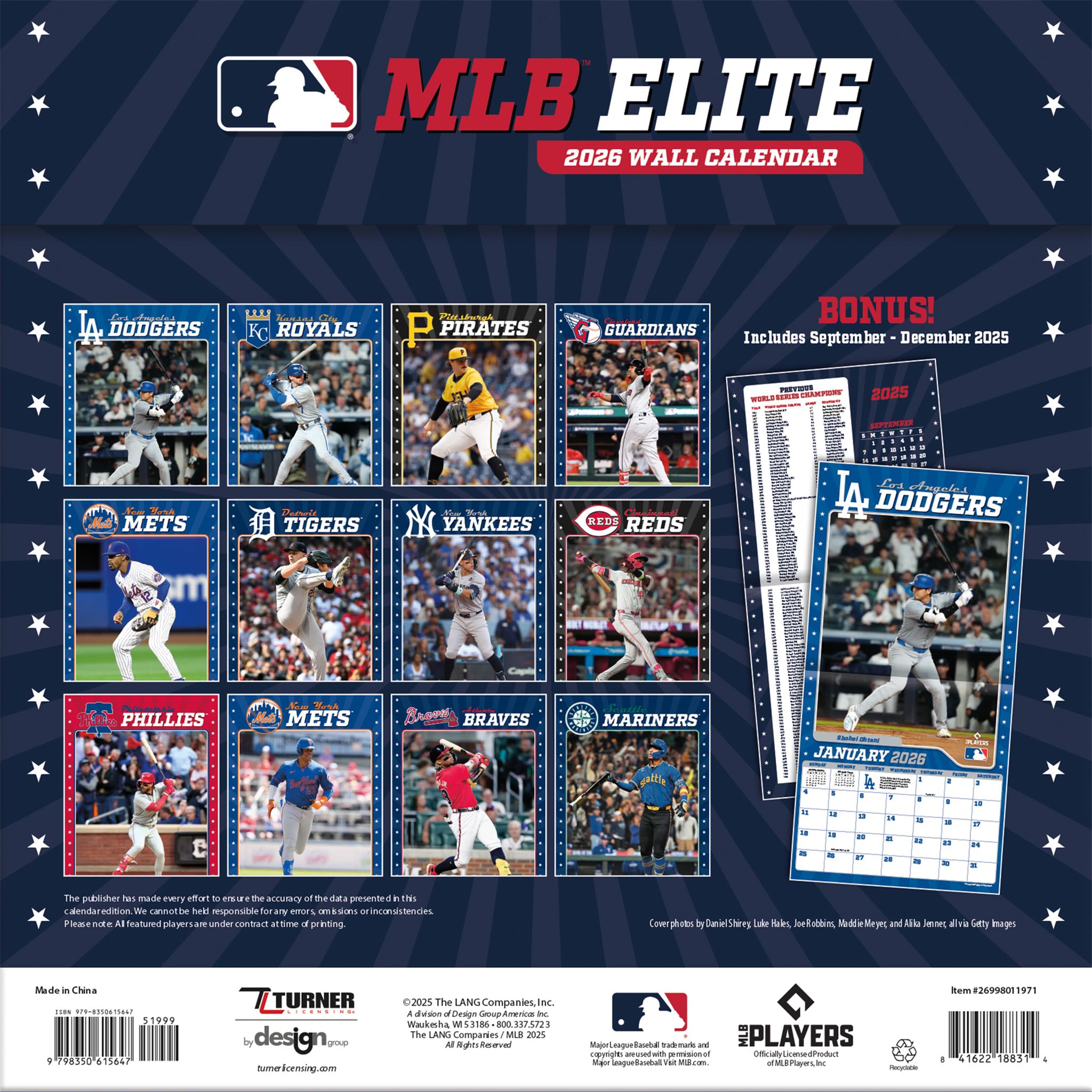 MLB Elite 2026 Wall Calendar