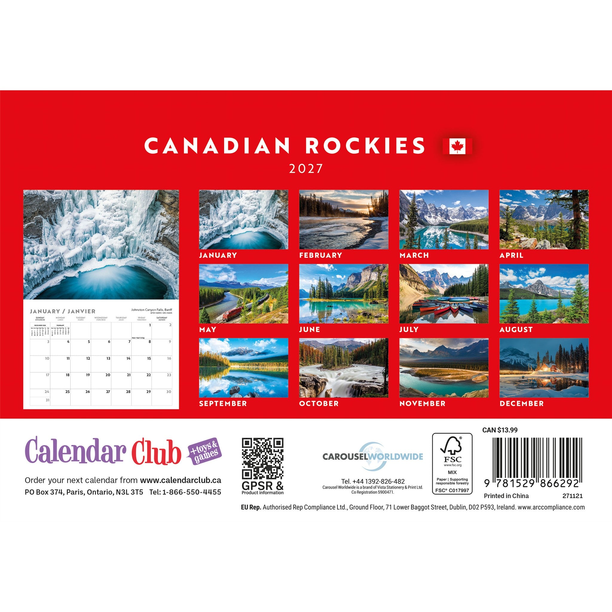 Canadian Rockies 2027 Mini Calendar