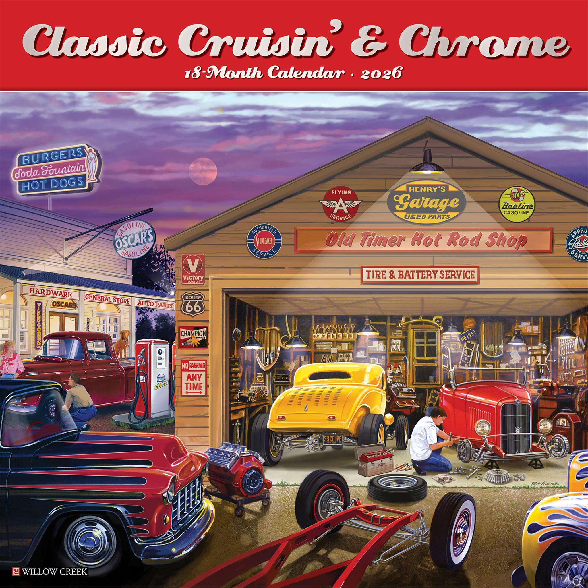 Cruisin And Chrome Classic 2026 Wall Calendar