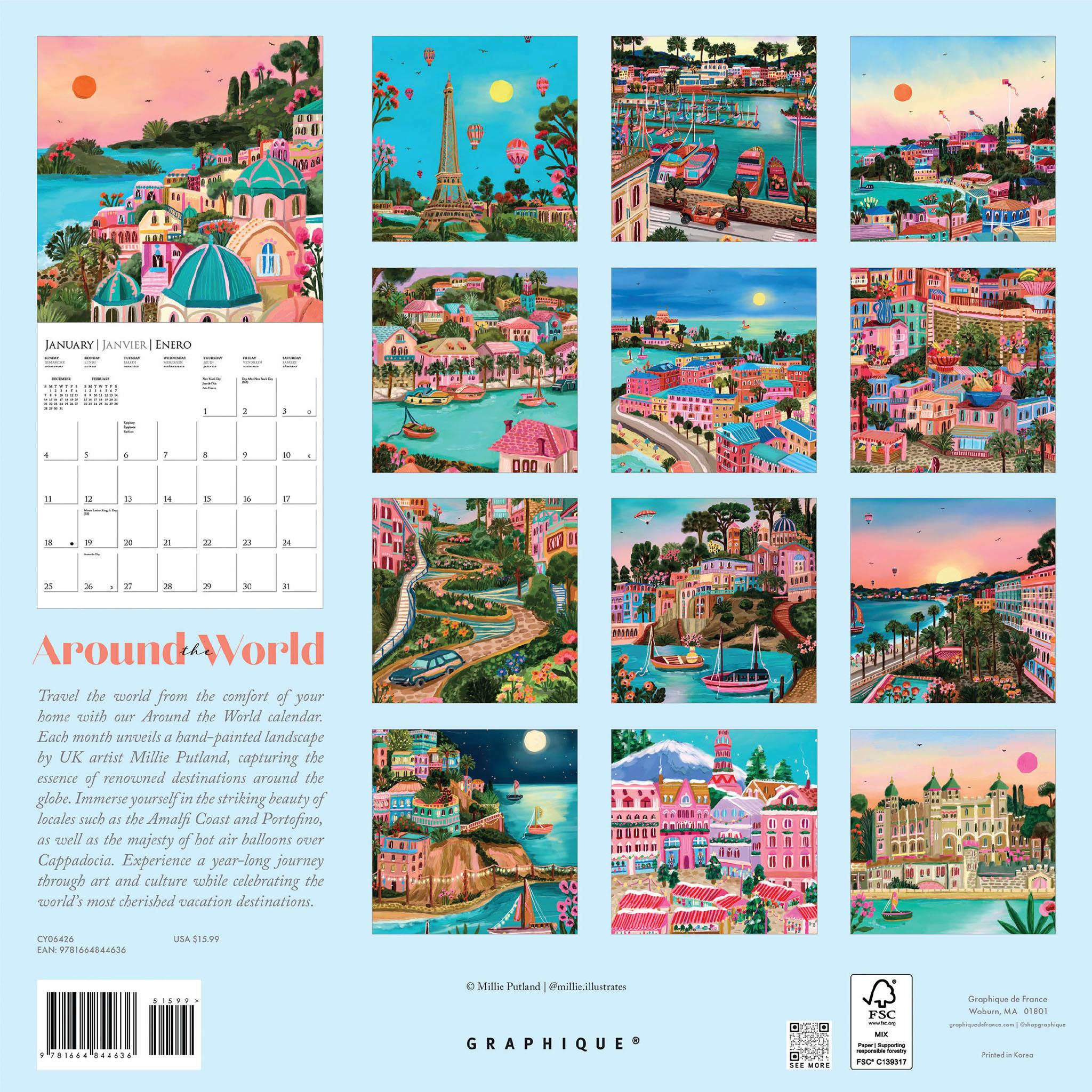 Around The World 2026 Wall Calendar - Online Only