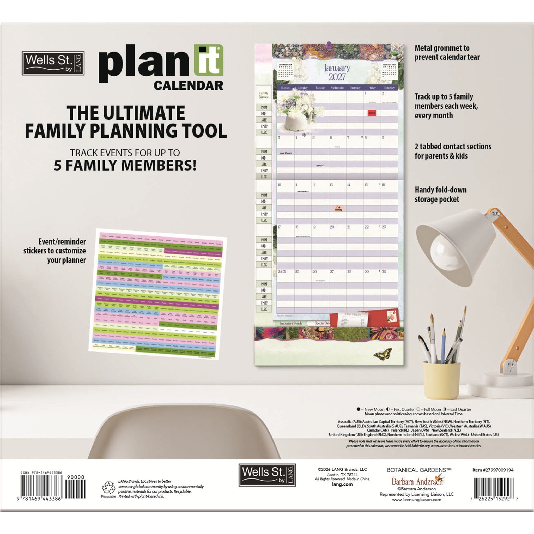 Botanical Gardens Plan it 2026-2027 Wall Calendar