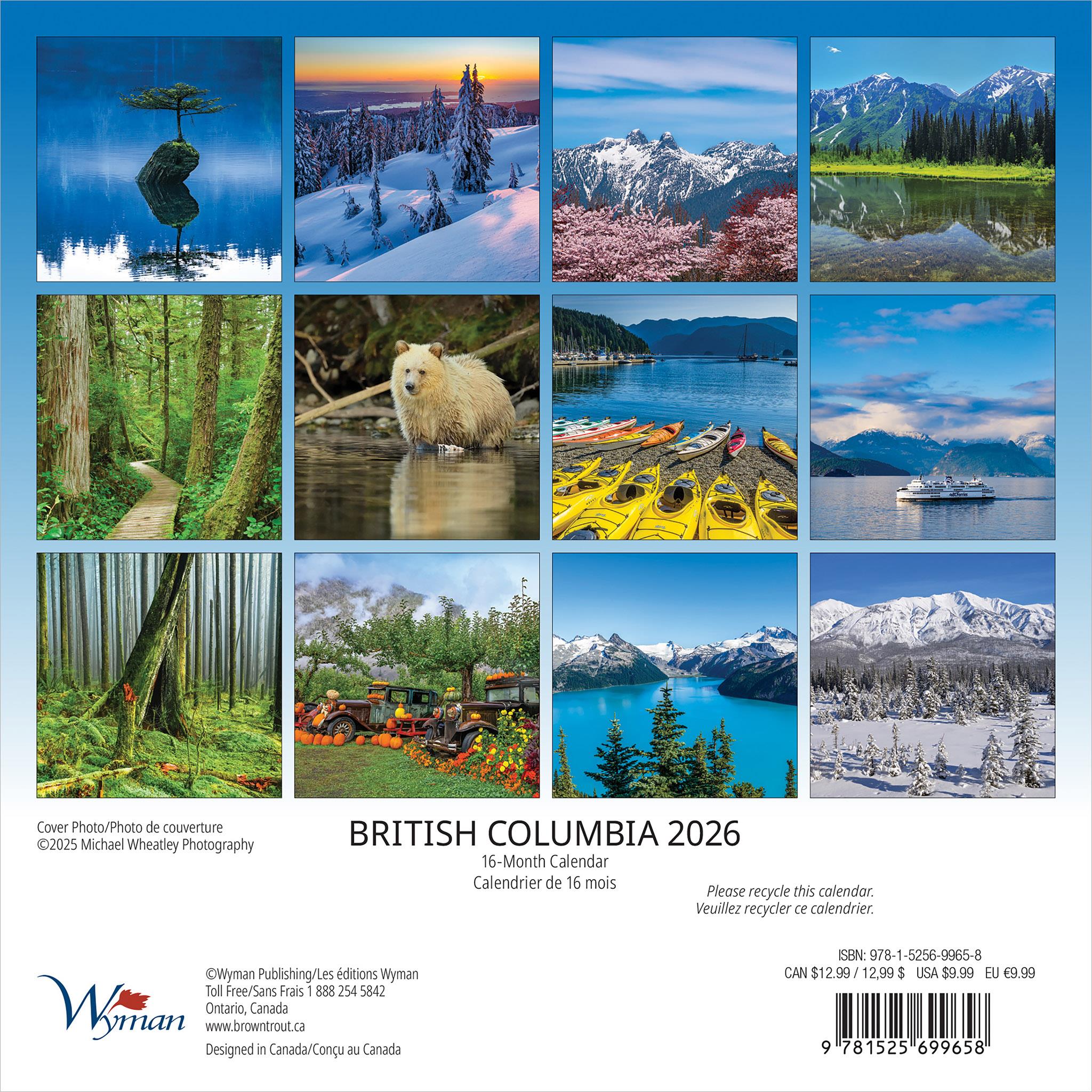 British Columbia 2026 Mini Calendar