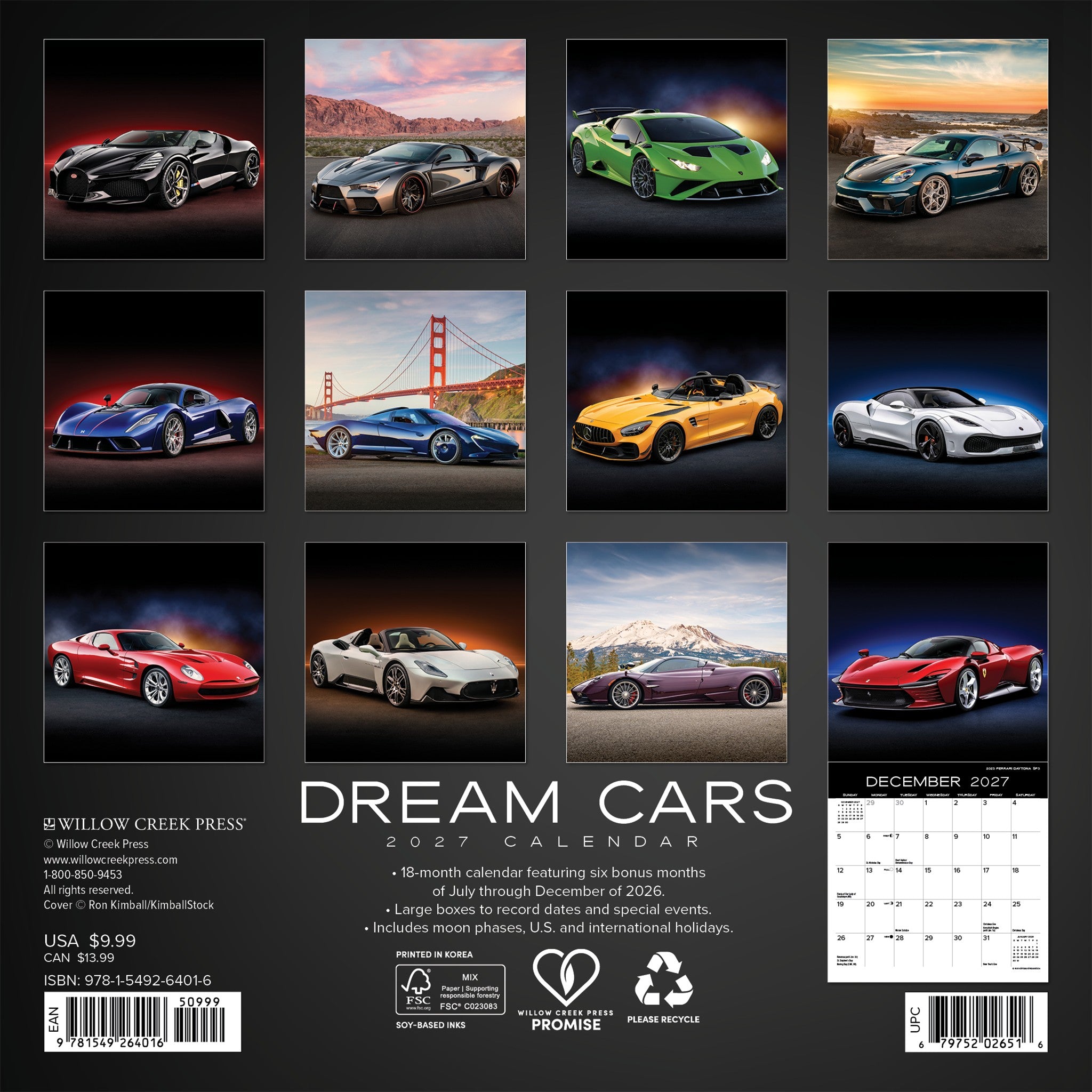 Dream Cars 2027 Mini Calendar