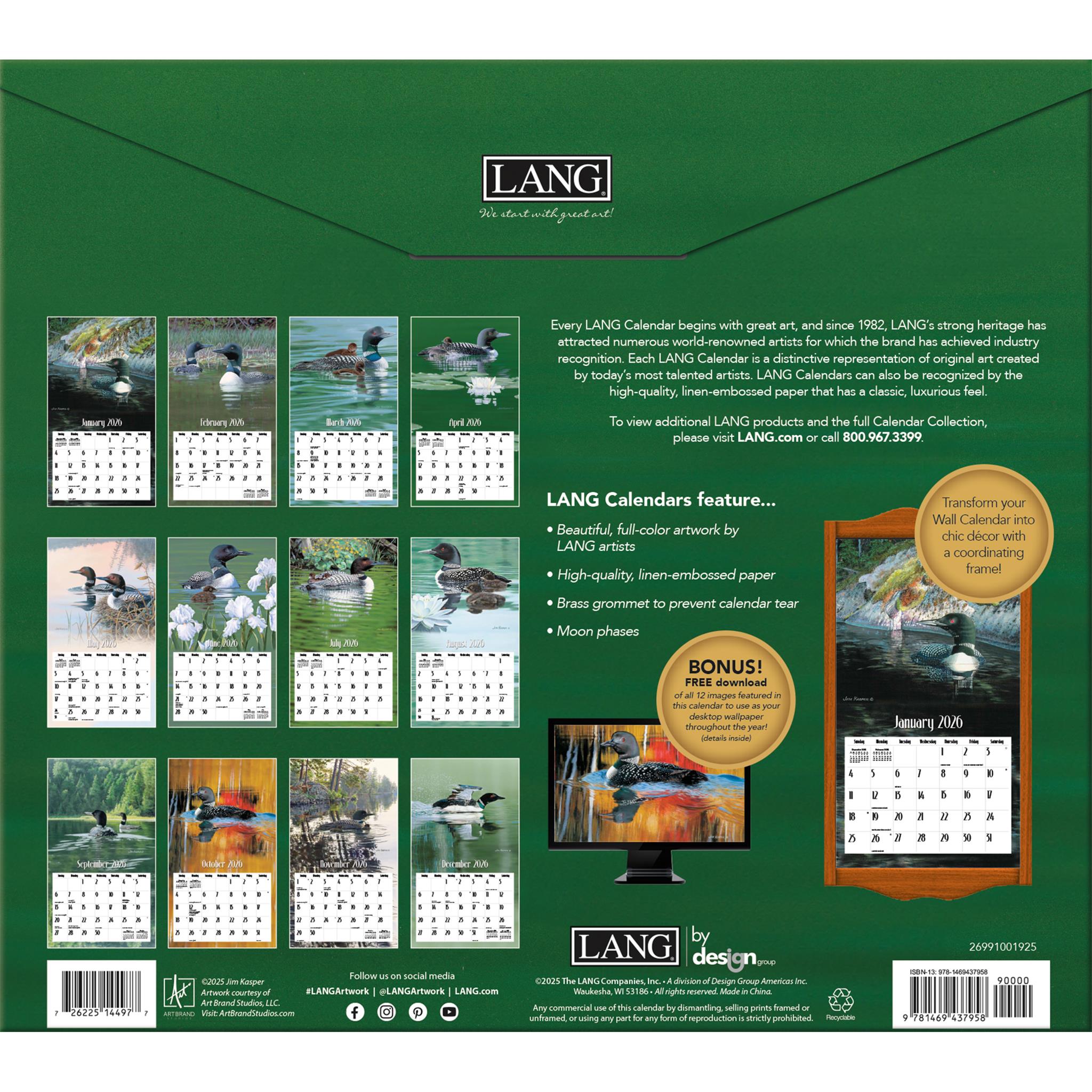 Loons On The Lake 2026 Wall Calendar