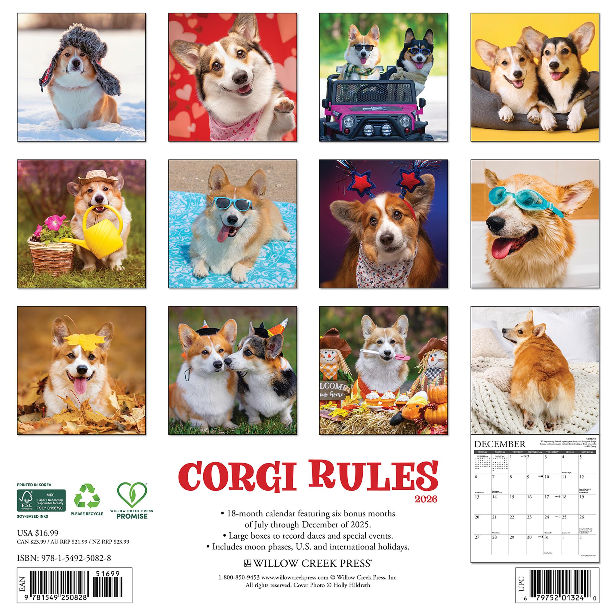 Corgi Rules 2026 Wall Calendar - Online Only