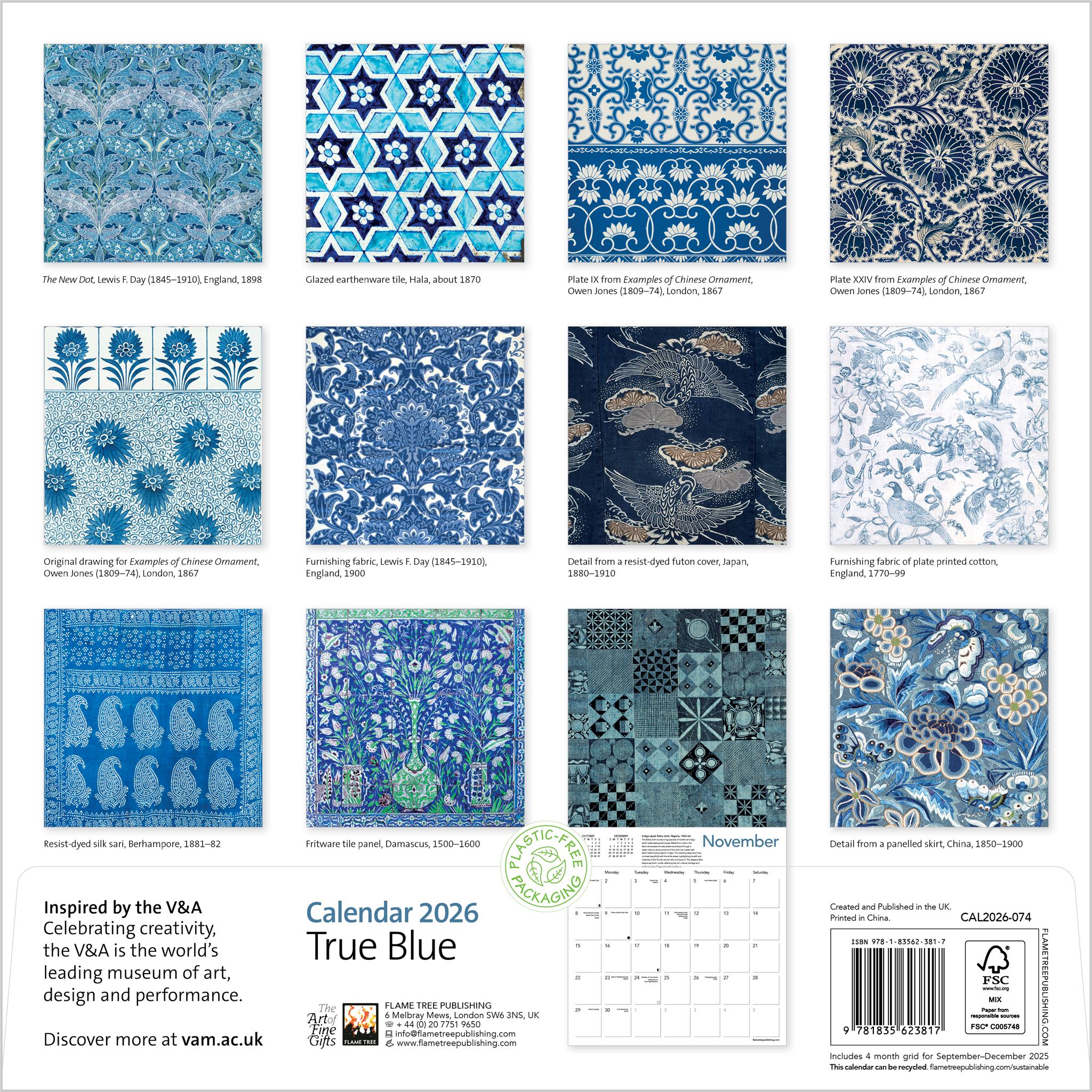 V&A: True Blue 2026 Wall Calendar - Online Only