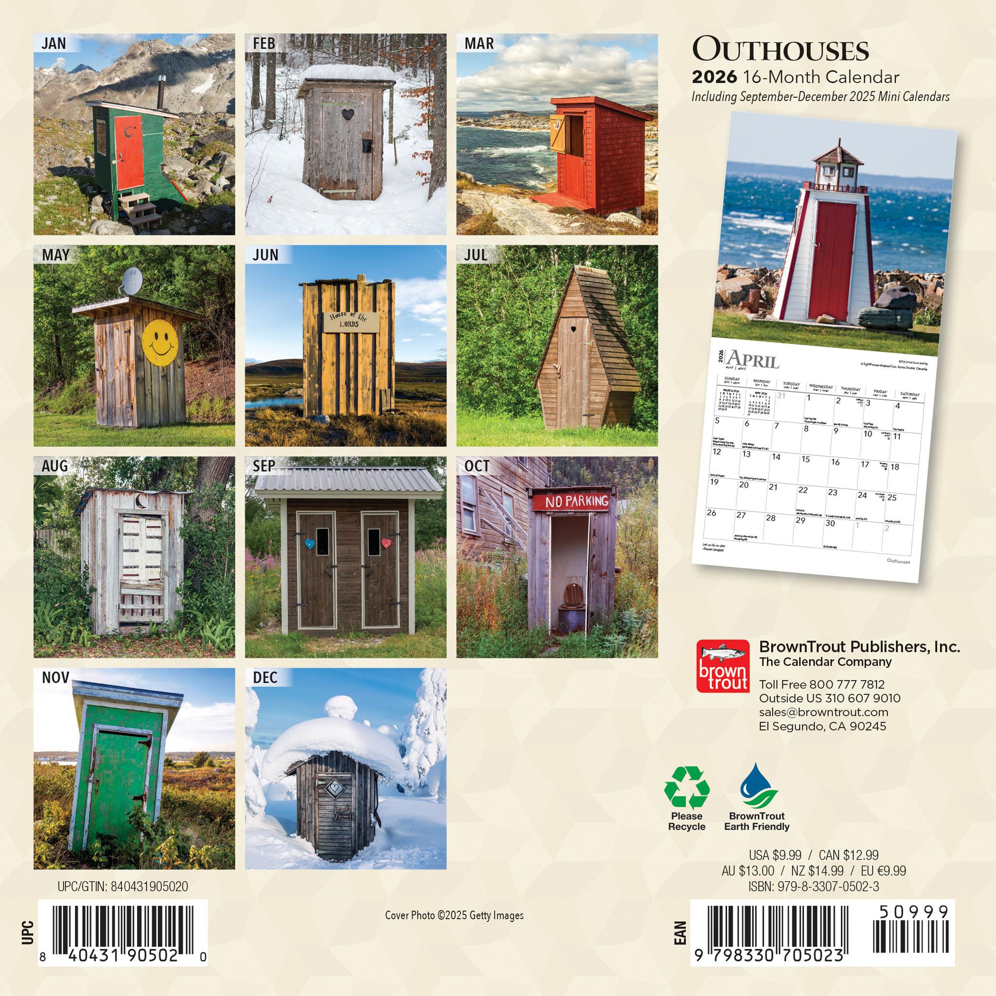 Outhouses 2026 Mini Calendar