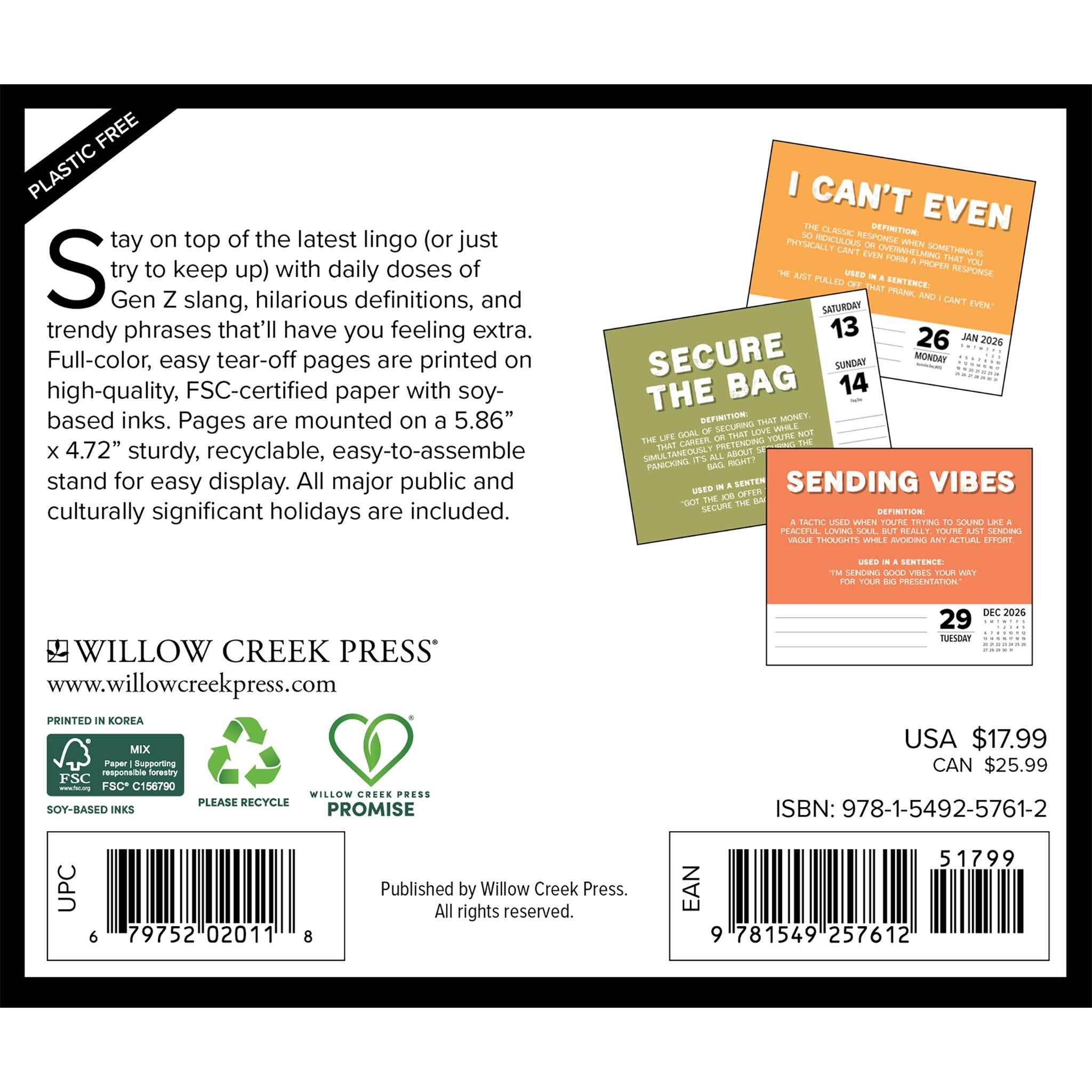 Gen Z Language 2026 Box Calendar