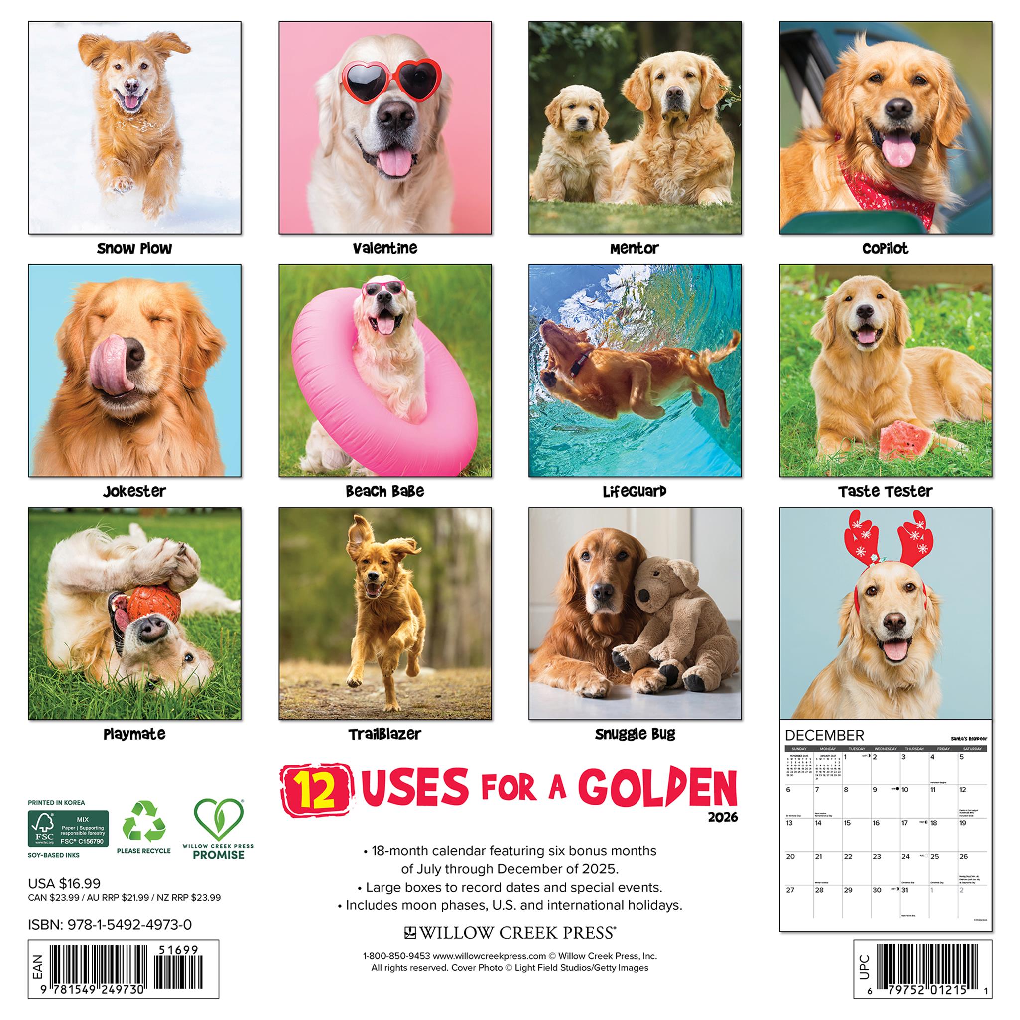 Goldens 12 Uses For 2026 Wall Calendar - Online Only
