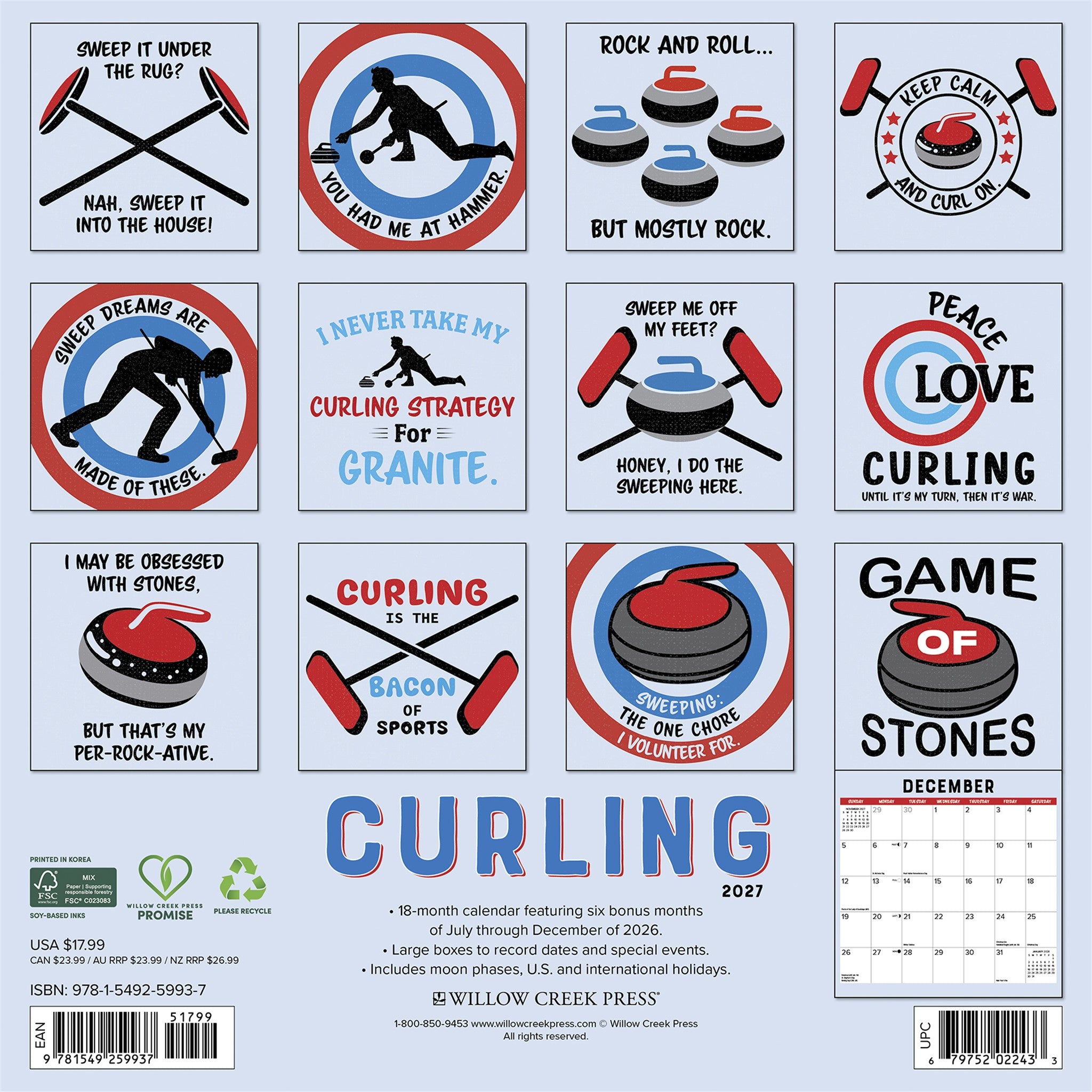 Curling 2027 Wall Calendar