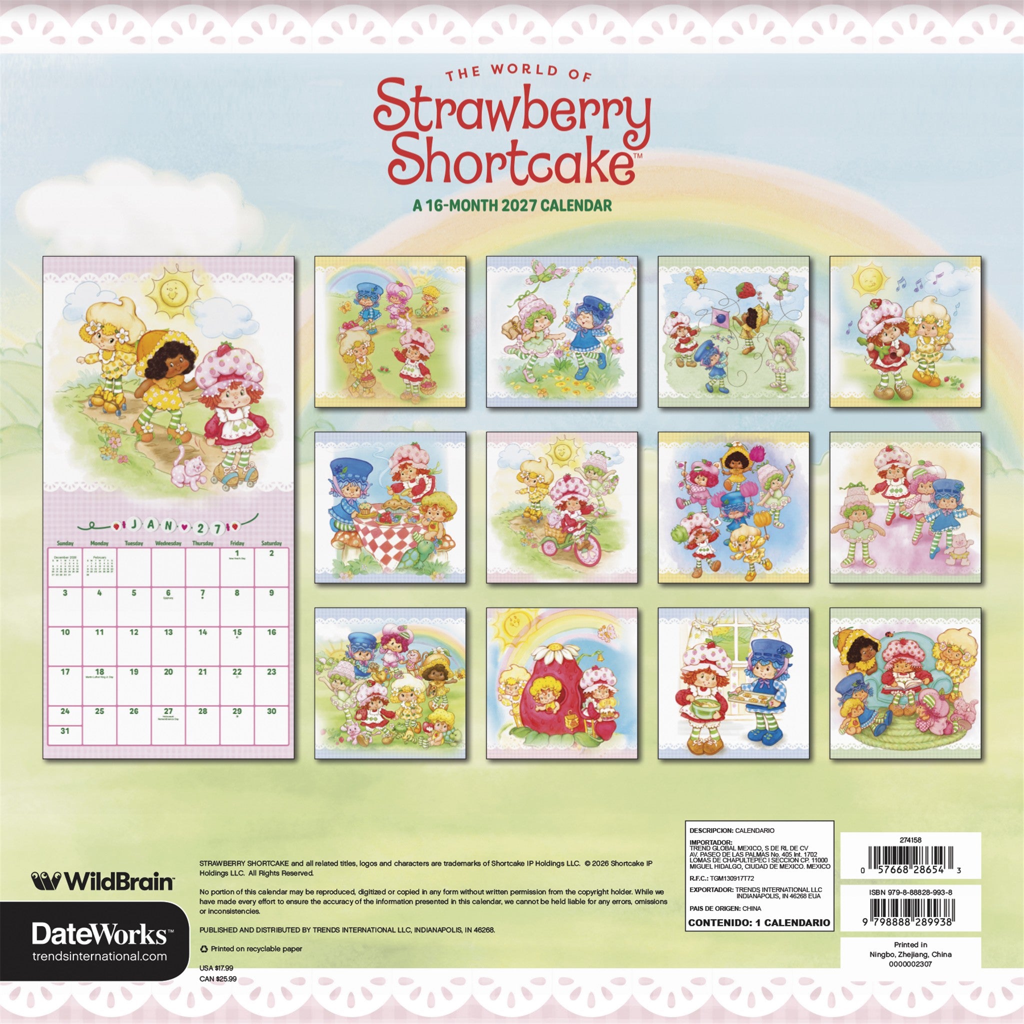 Strawberry Shortcake Exclusive with Decal 2027 Wall Calendar