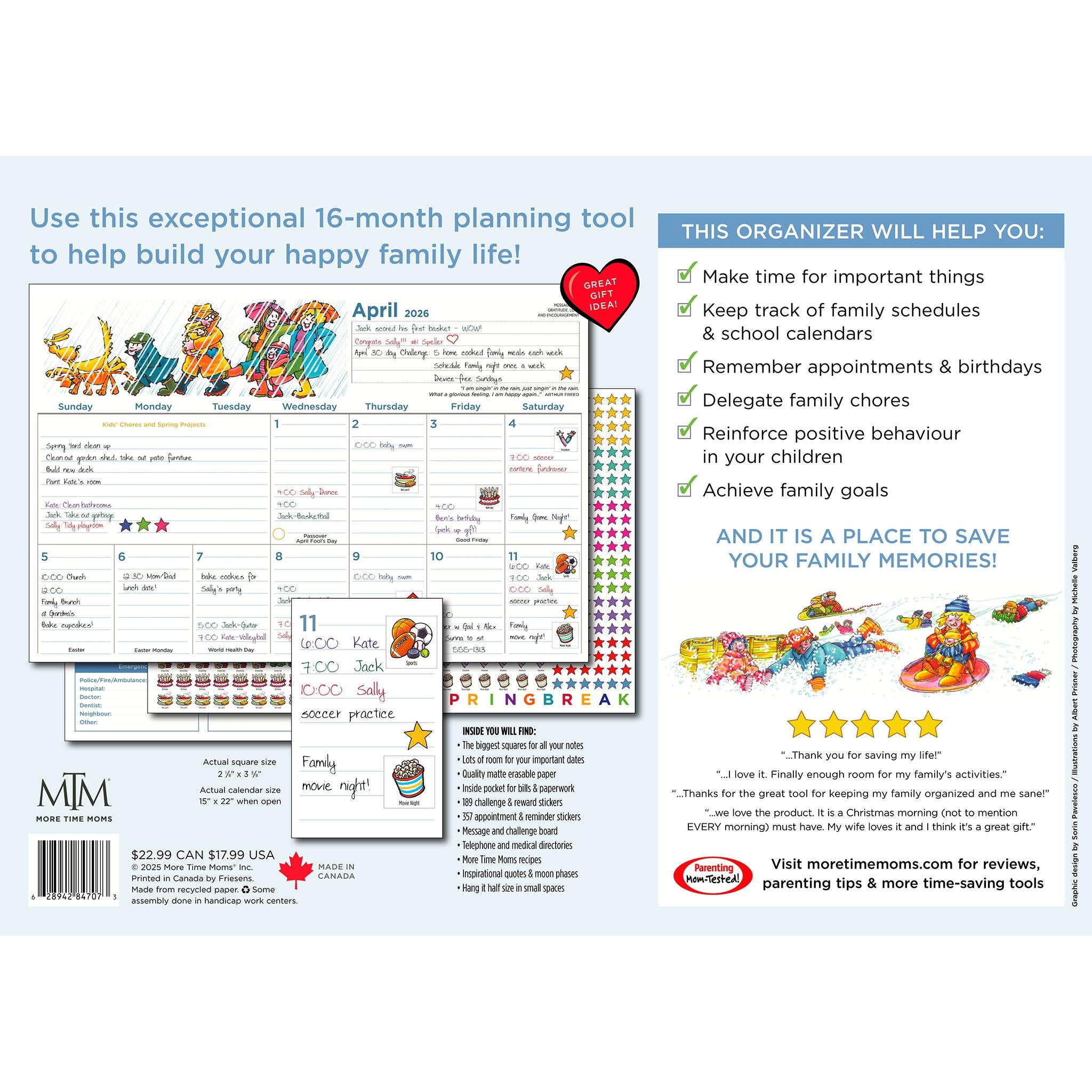 Family Organizer 2025-2026 Wall Calendar