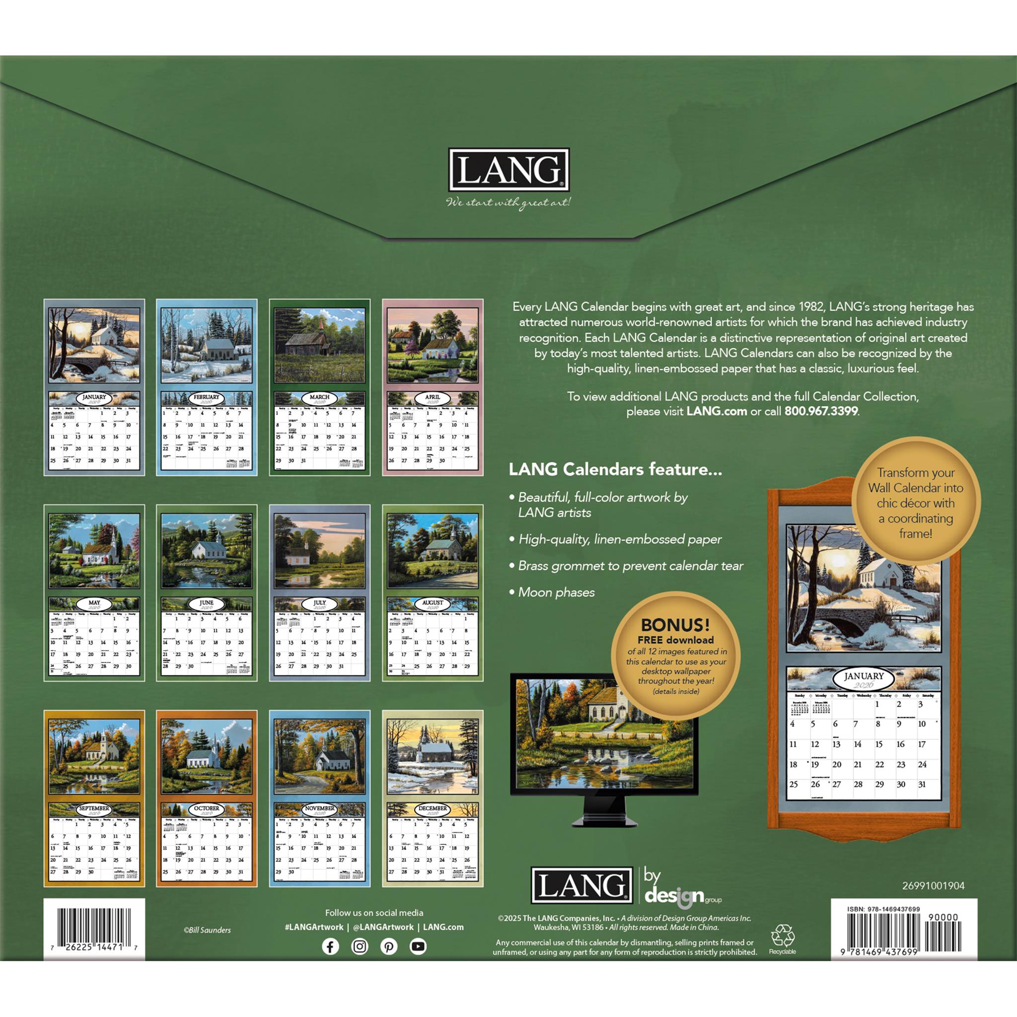Country Churches 2026 Deluxe Wall Calendar - Online Only
