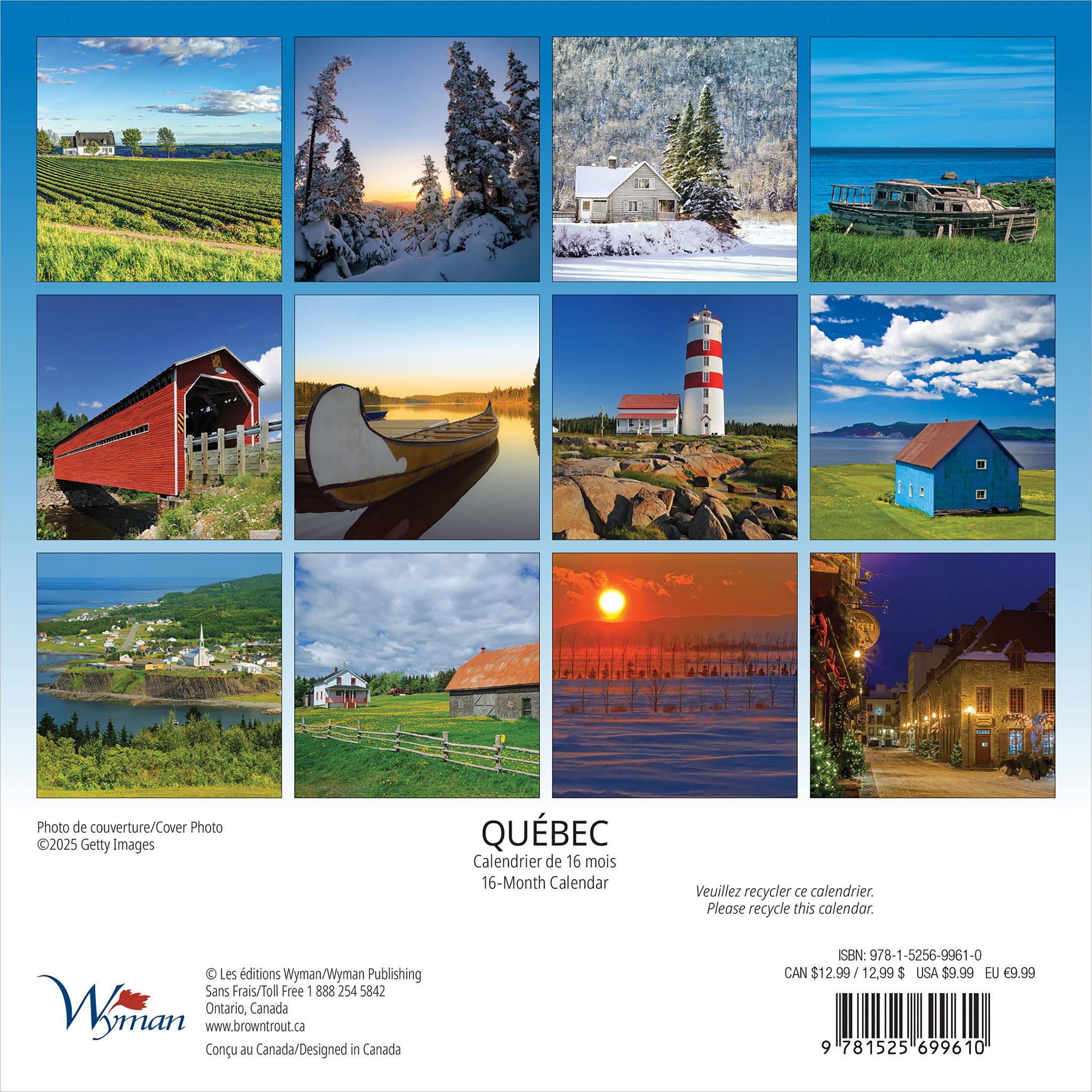 Quebec Bilingual 2026 Mini Calendar