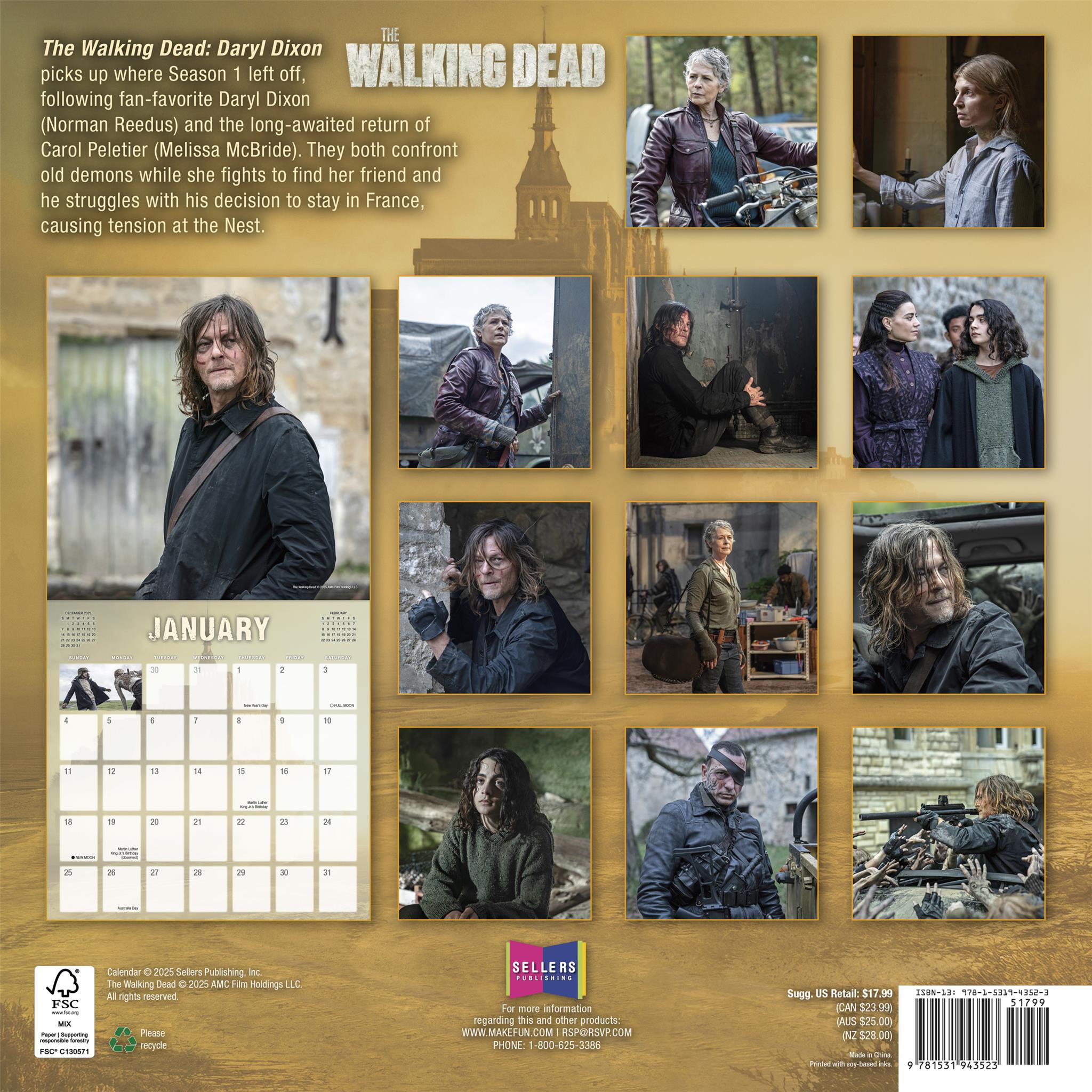 The Walking Dead Daryl Dixon 2026 Wall Calendar
