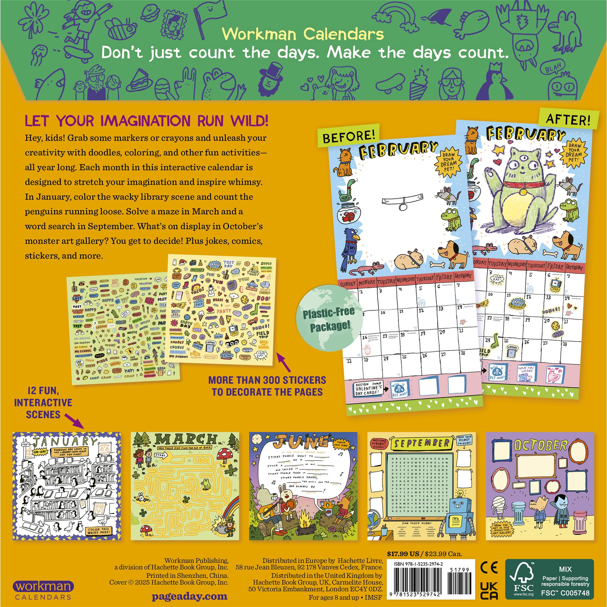 Kids Awesome Activity 2026 Wall Calendar