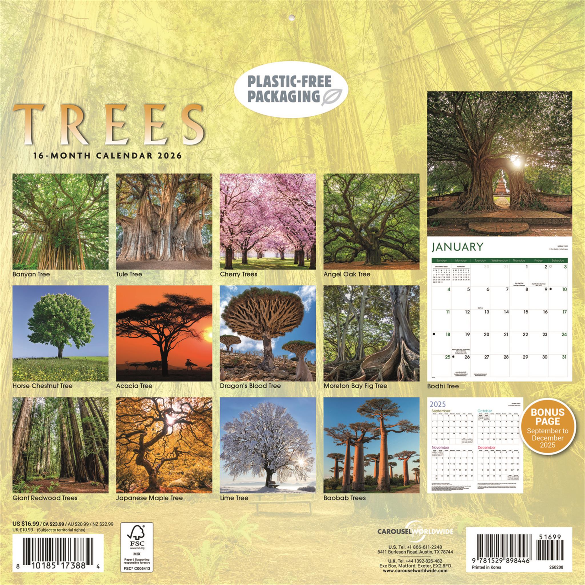 Trees 2026 Wall Calendar