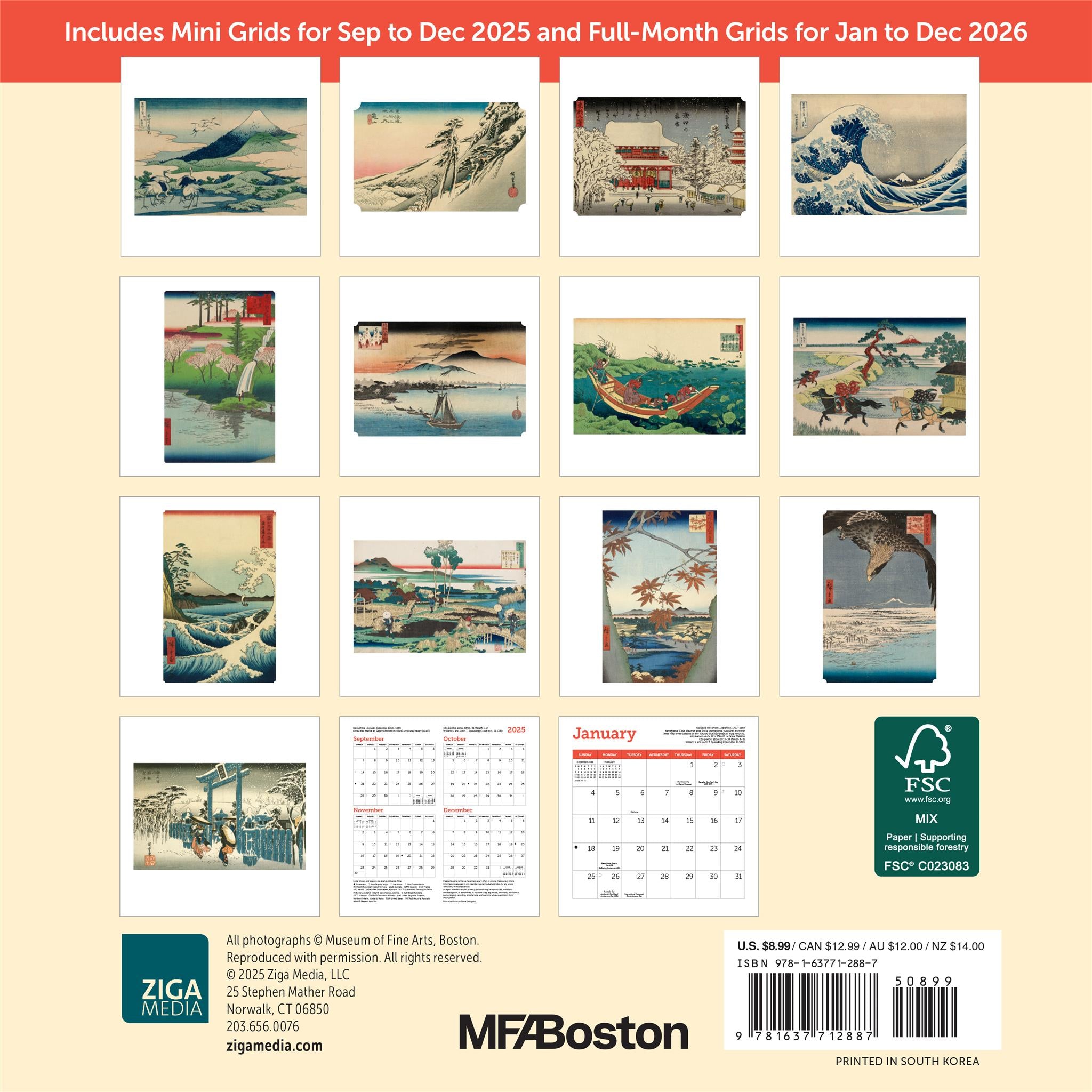 MFA Japanese Woodblocks Mini 2026 Calendar