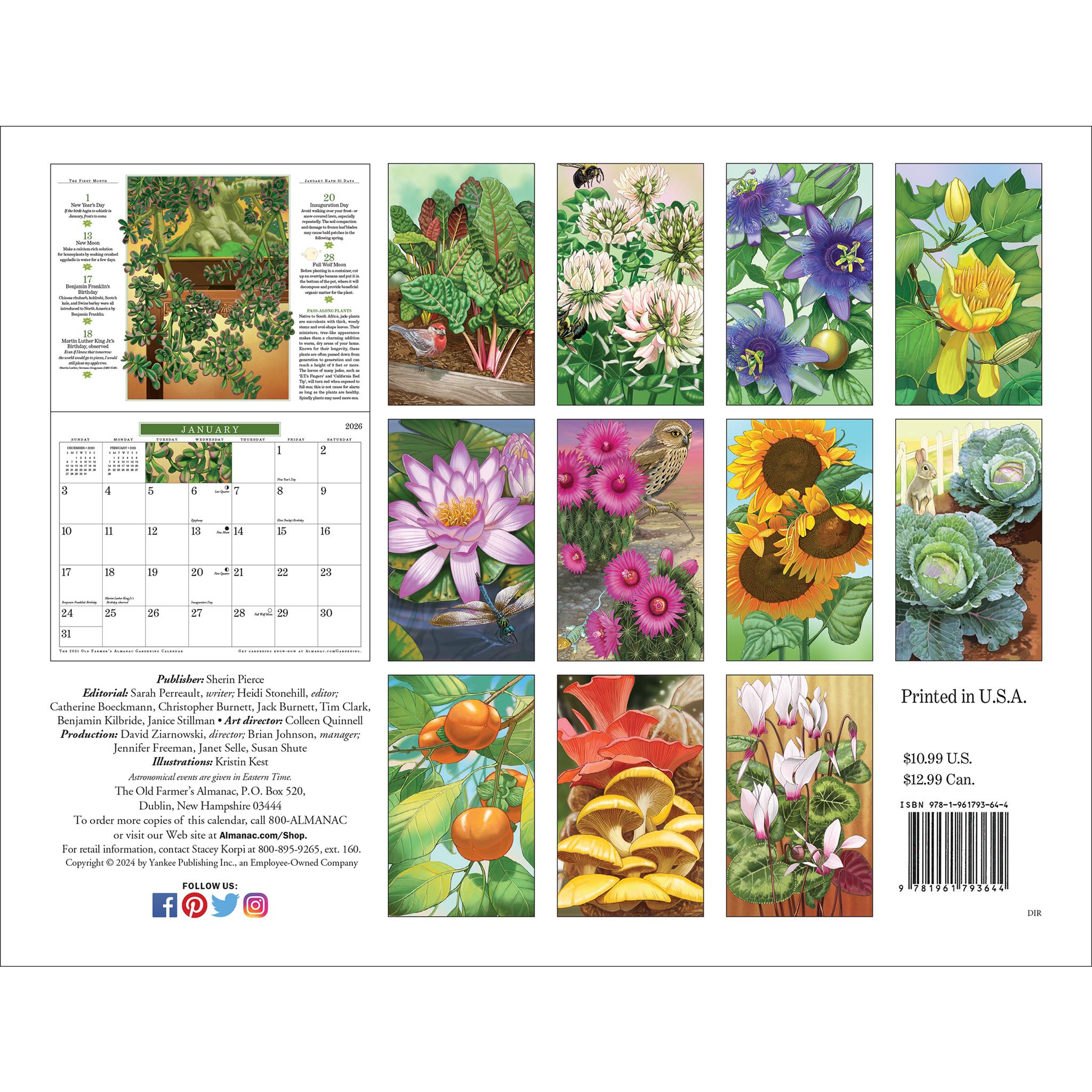 Old Farmers Almanac Gardening 2026 Wall Calendar