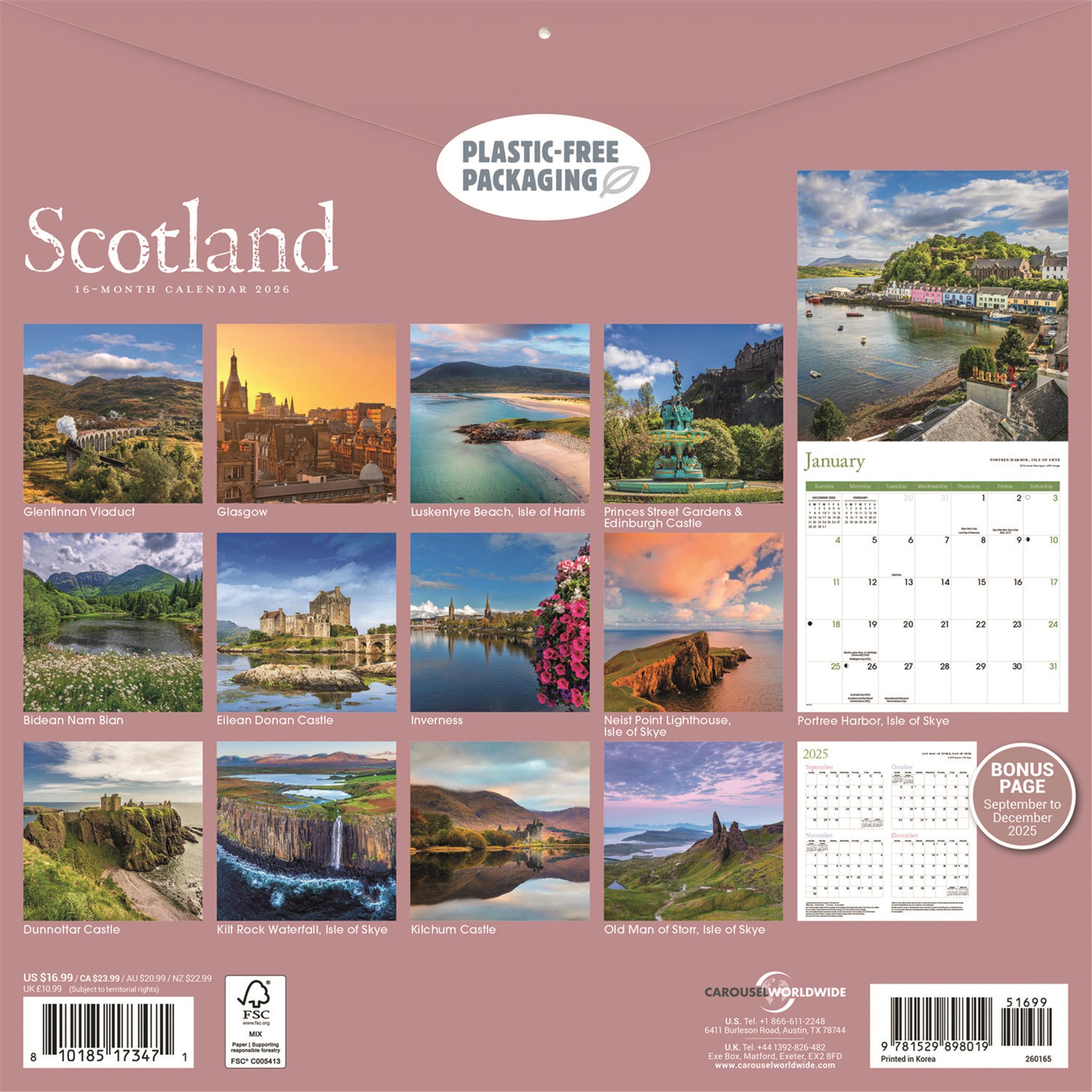 Scotland 2026 Wall Calendar