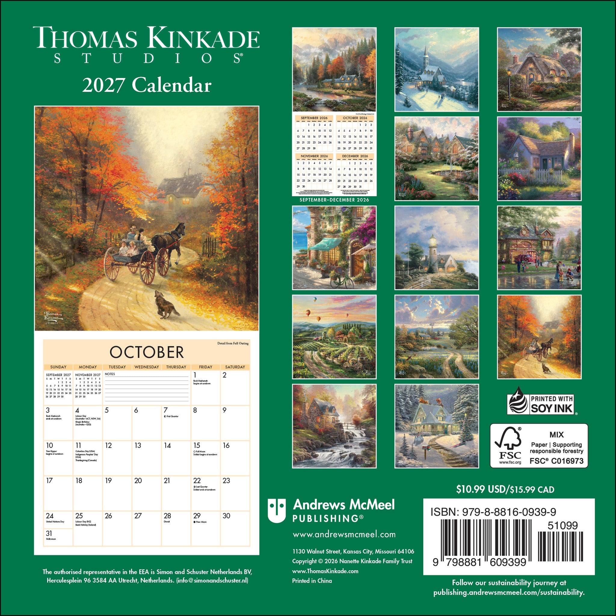Thomas Kinkade Studios 2027 Mini Calendar