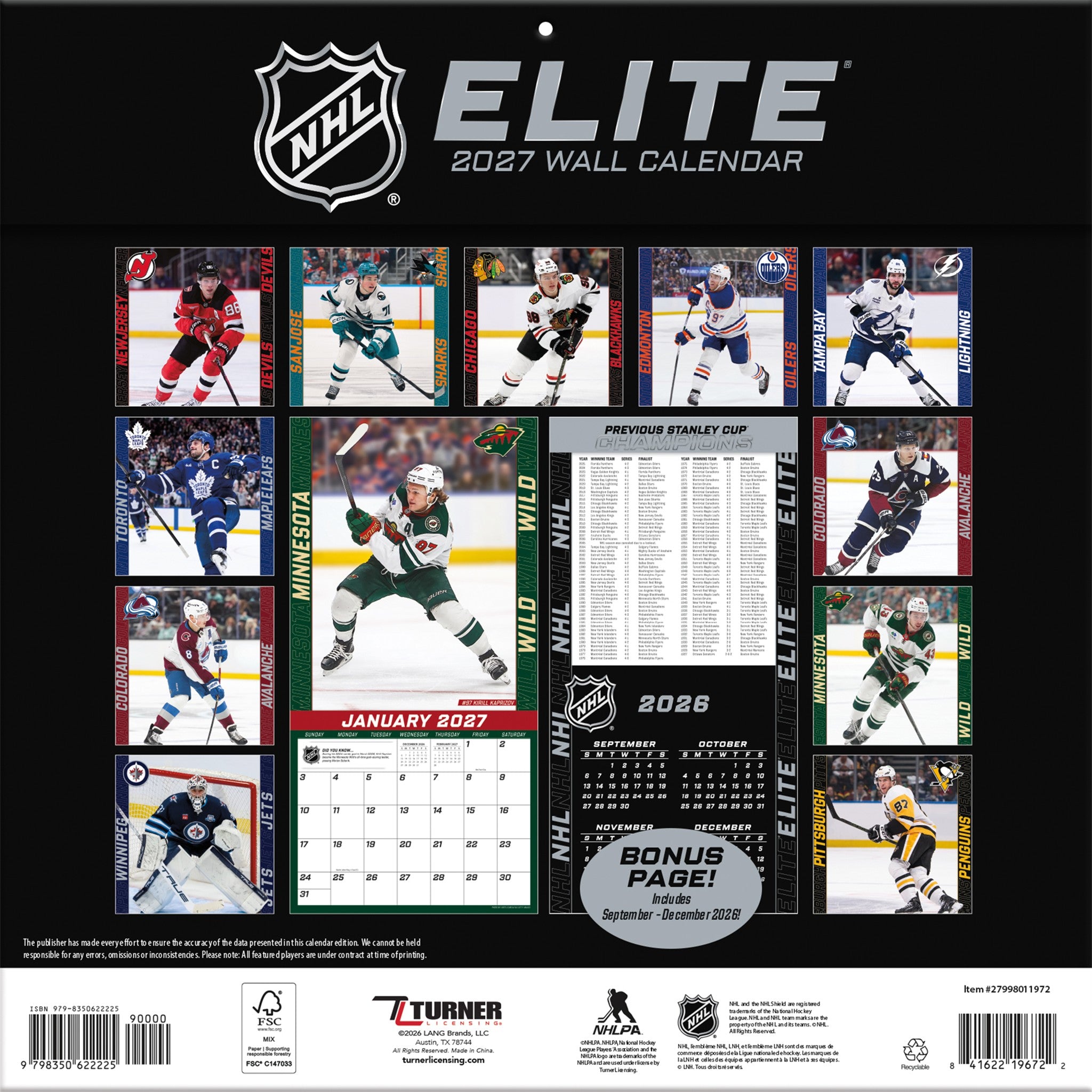 NHL Elite 2027 Wall Calendar