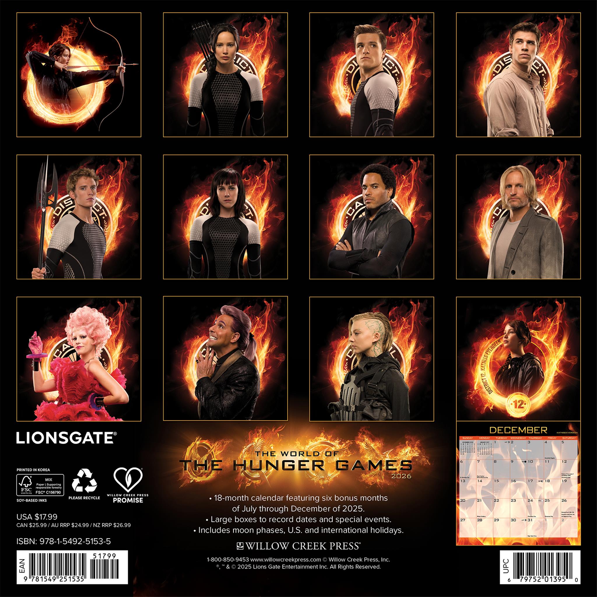 Hunger Games The World Of Exclusive 2026 Wall Calendar