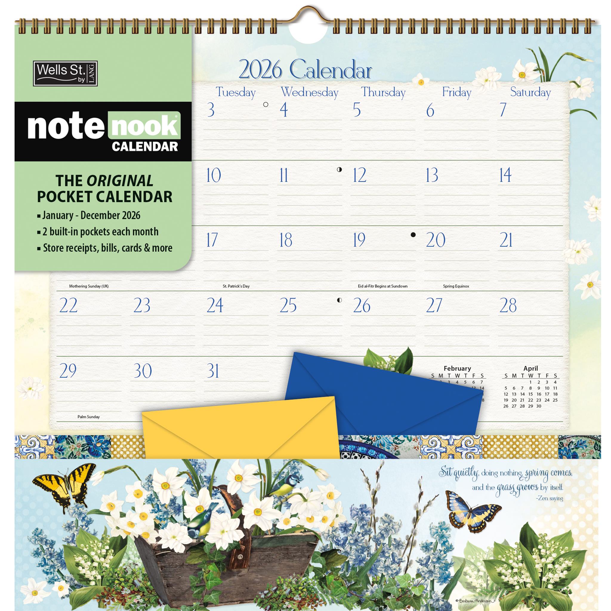 Botanical Gardens Note Nook 2026 Wall Calendar