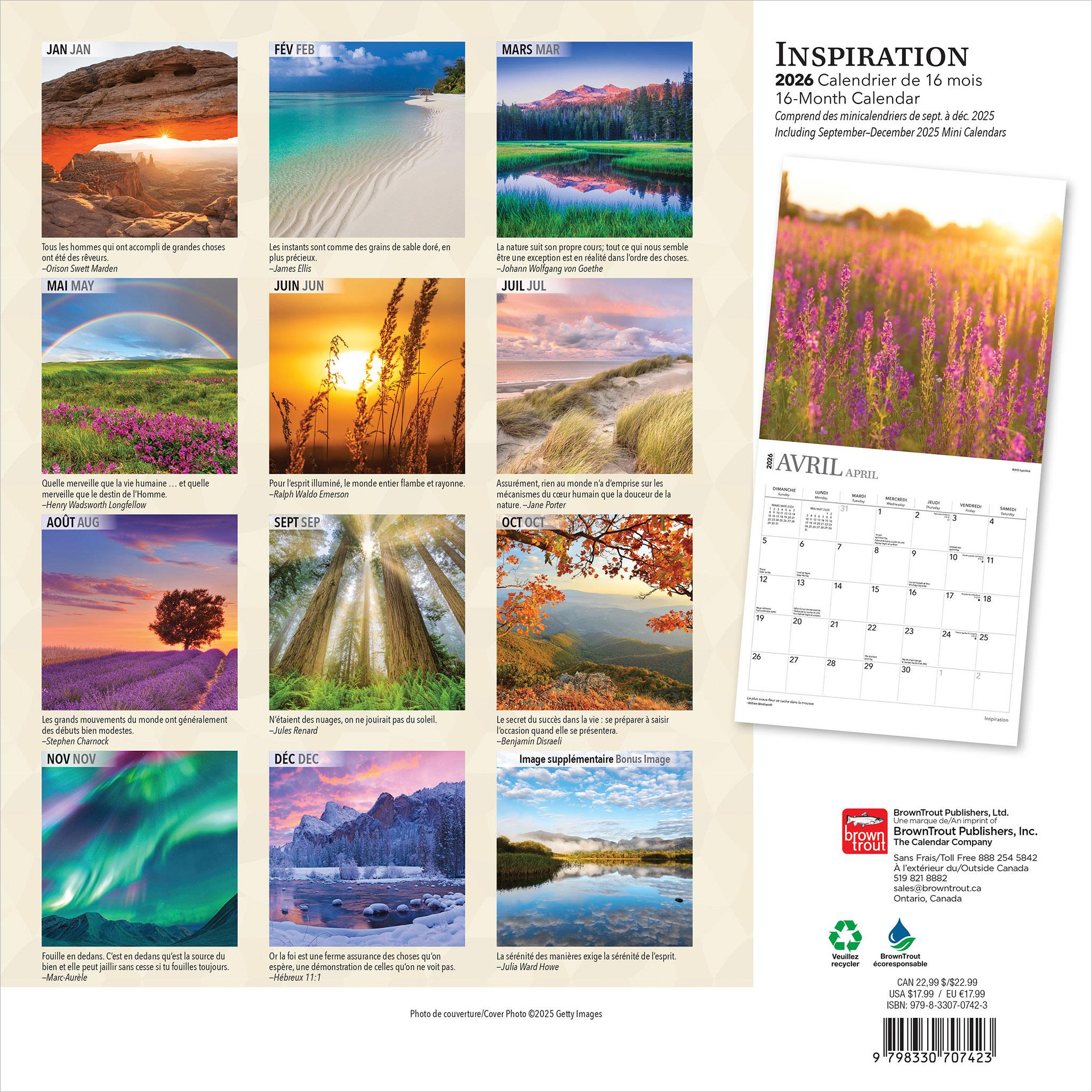 Inspiration 2026 Wall Calendar (French)