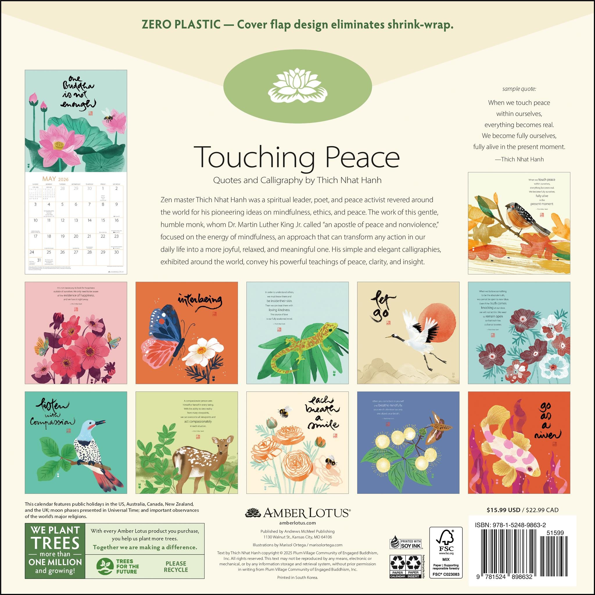 Thich Nhat Hanh 2026 Wall Calendar