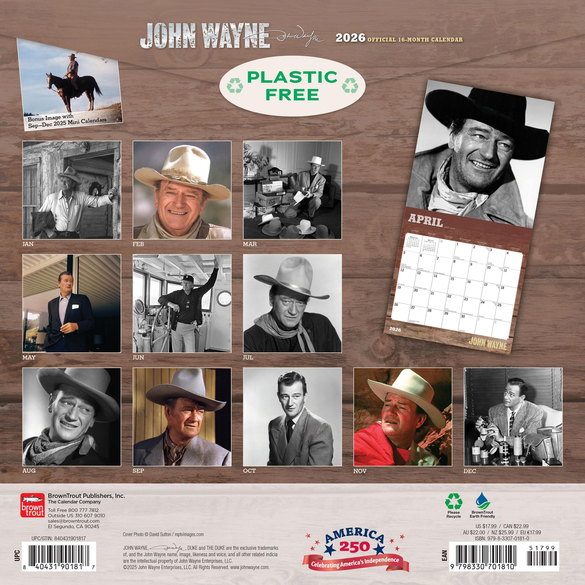 John Wayne 2026 Wall Calendar