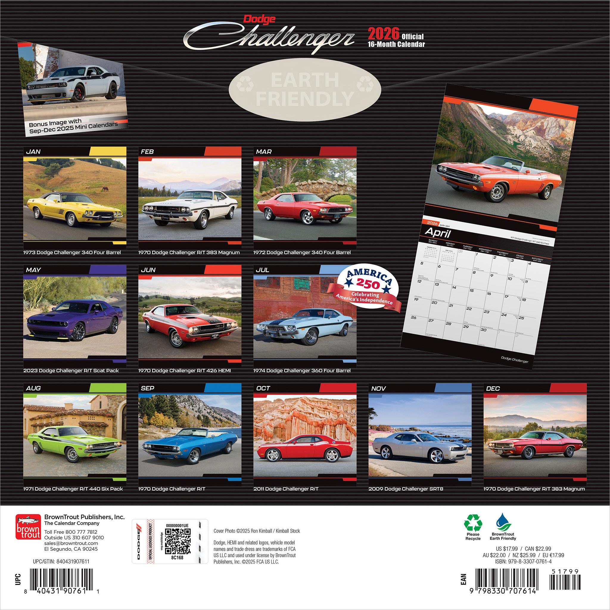 Dodge Challenger 2026 Wall Calendar