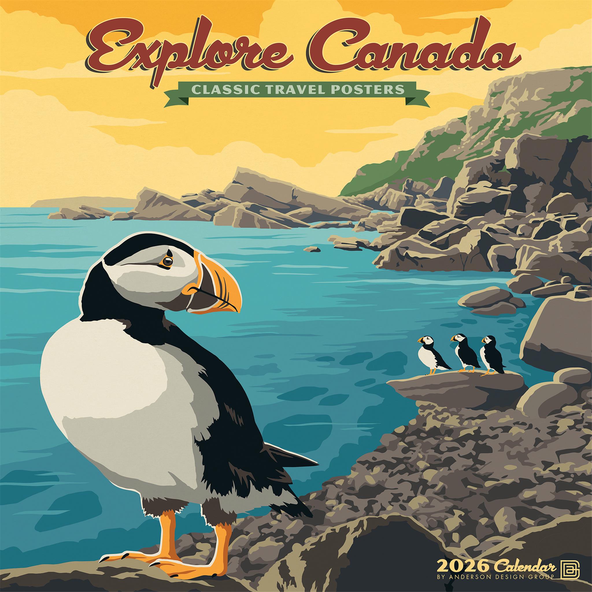 Explore Canada Travel Posters 2026 Wall Calendar