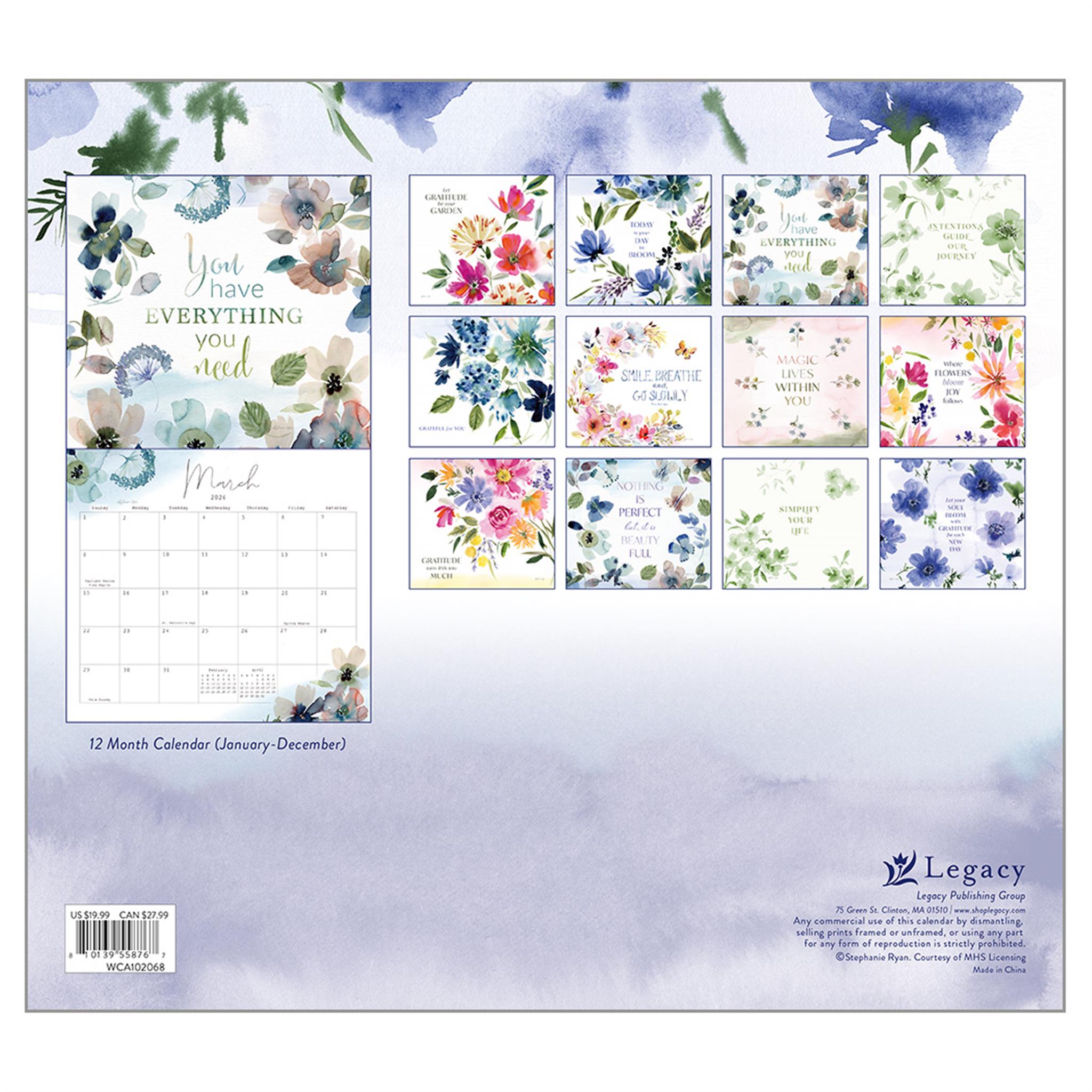 Gratitude 2026 Deluxe Special Edition Wall Calendar with Cards