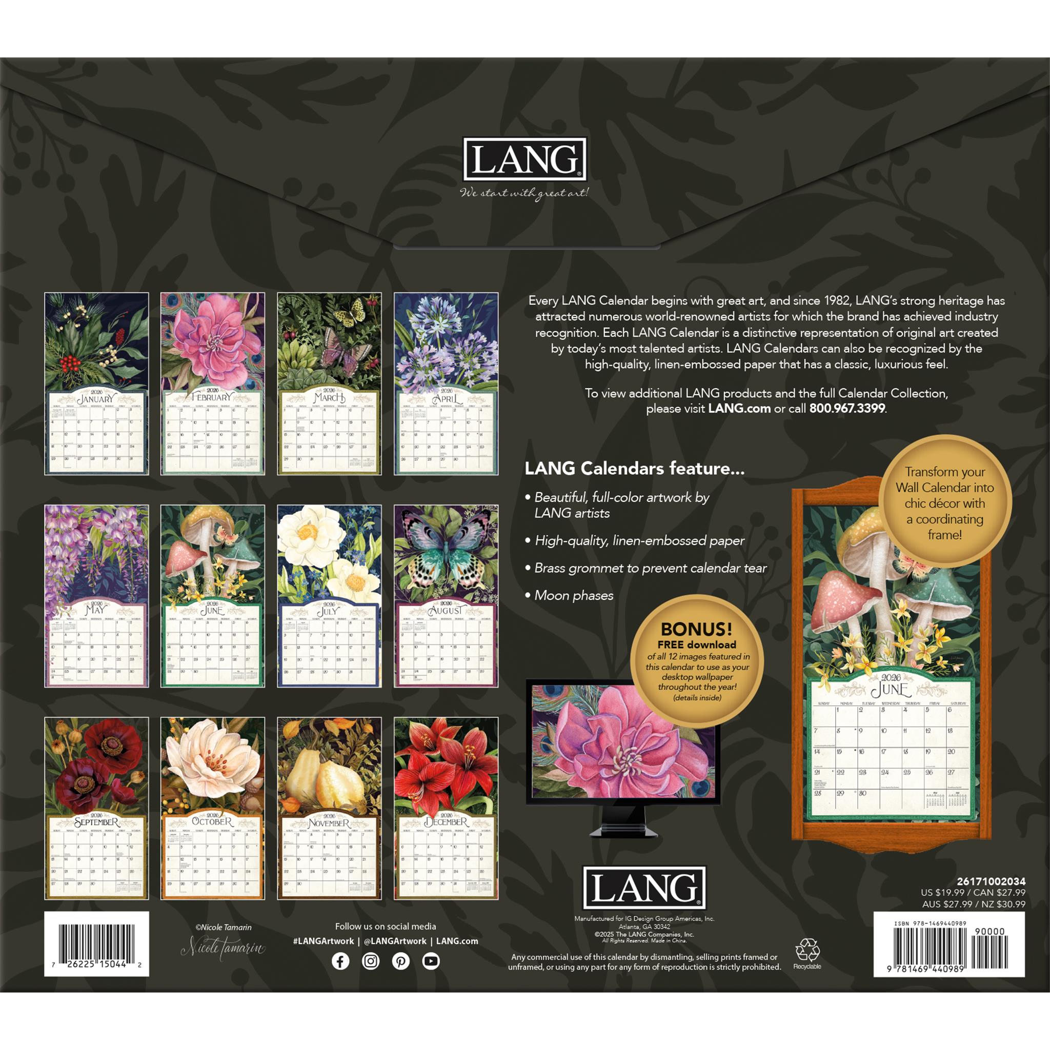Midnight Garden 2026 Special Edition Wall Calendar with Print