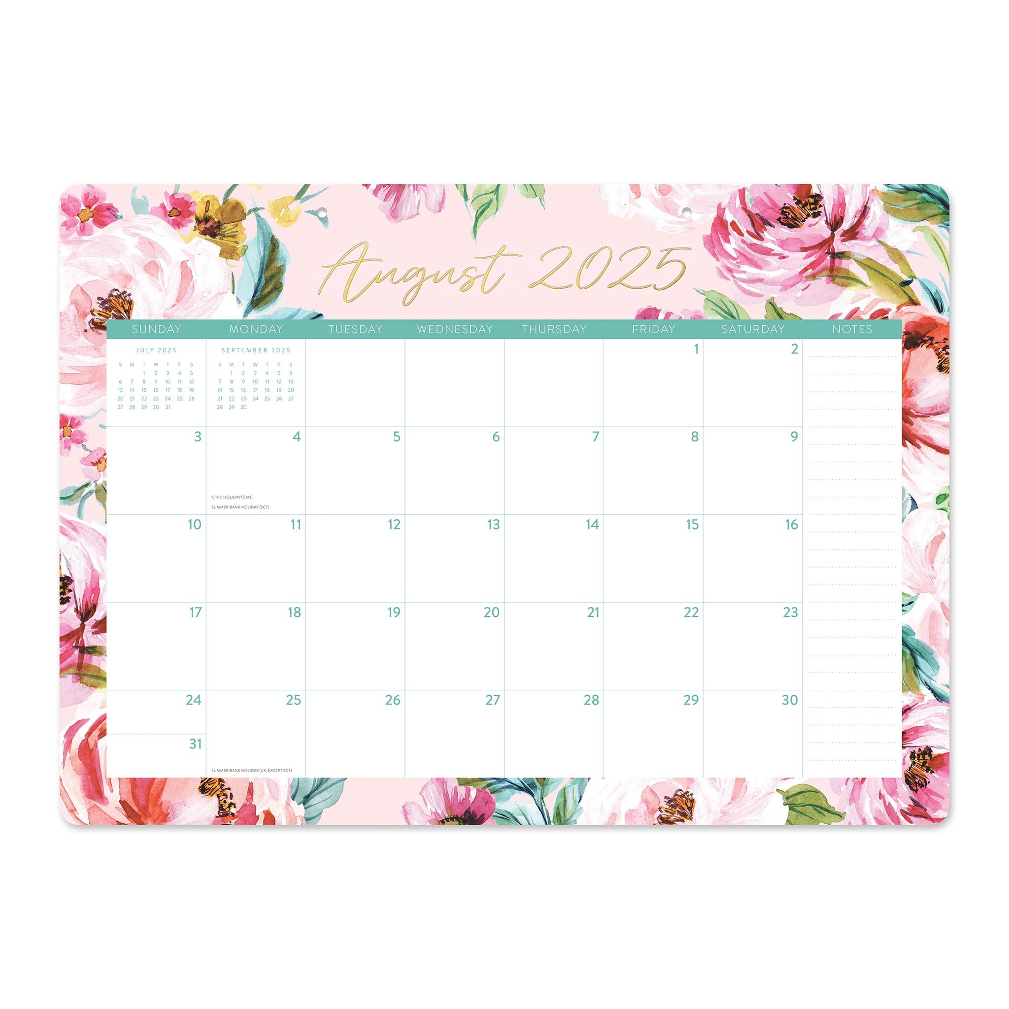 Bella Flora 2025-2026 Decorative Desk Pad Calendar
