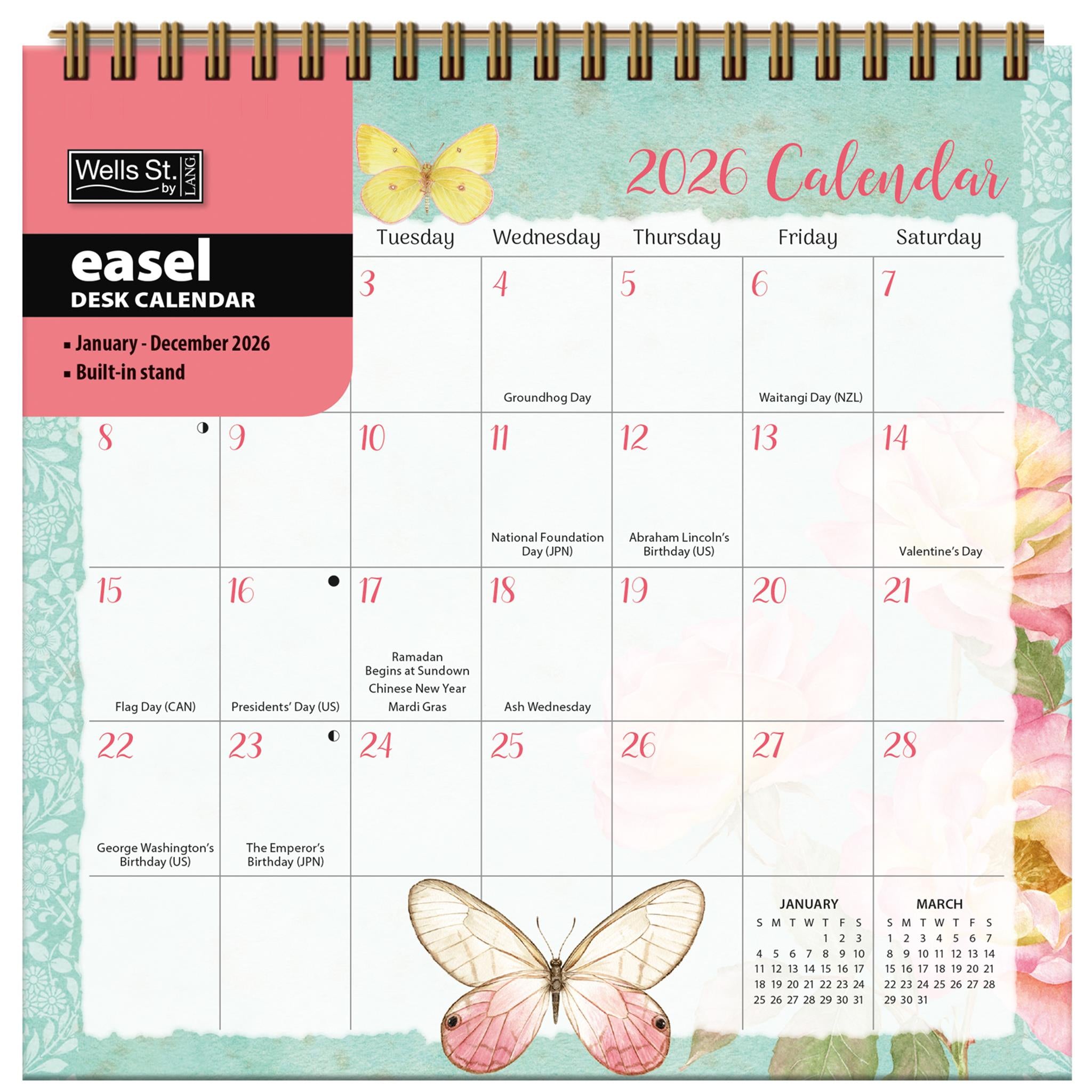 Butterflies 2026 Easel Calendar - Online Only