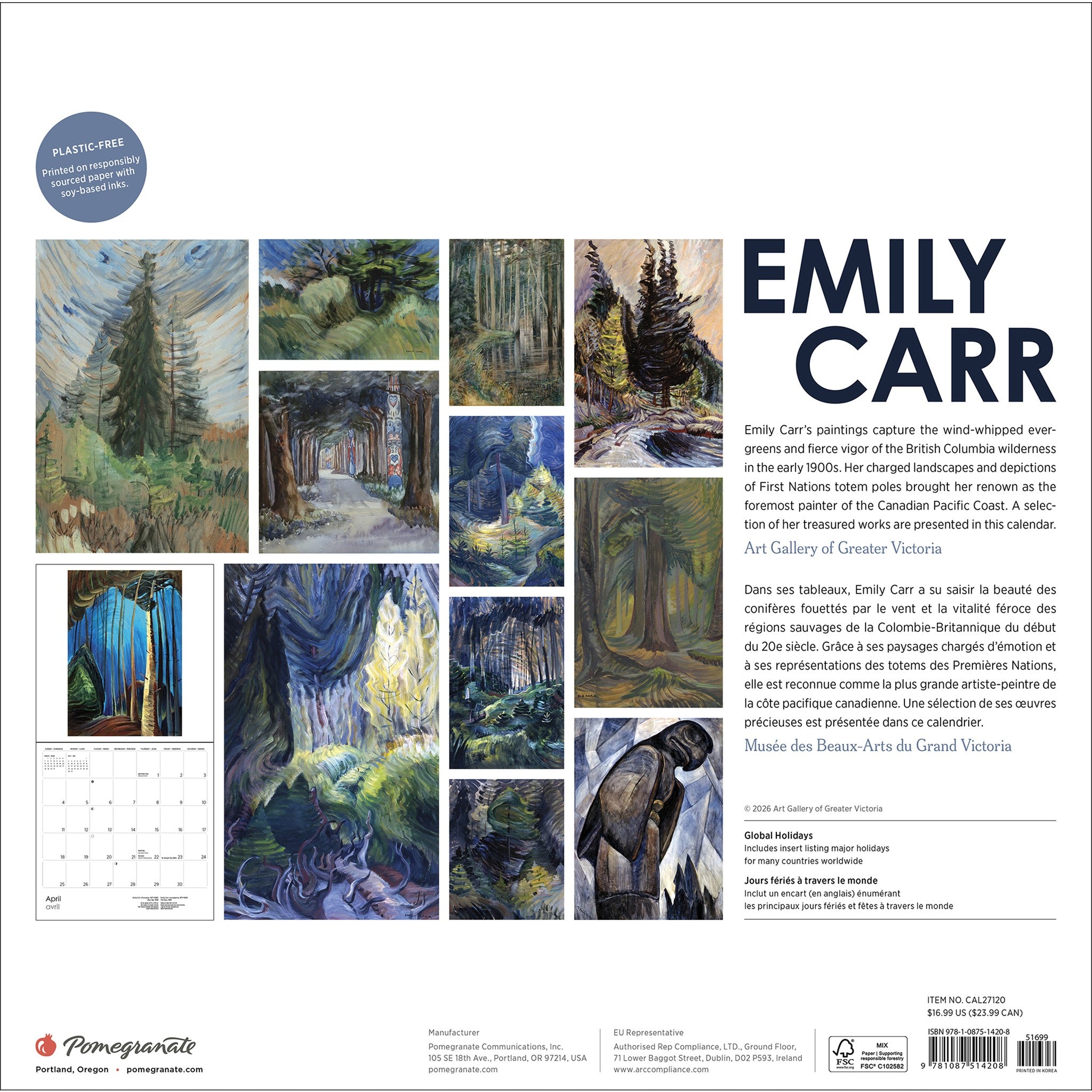 Emily Carr 2027 Wall Calendar
