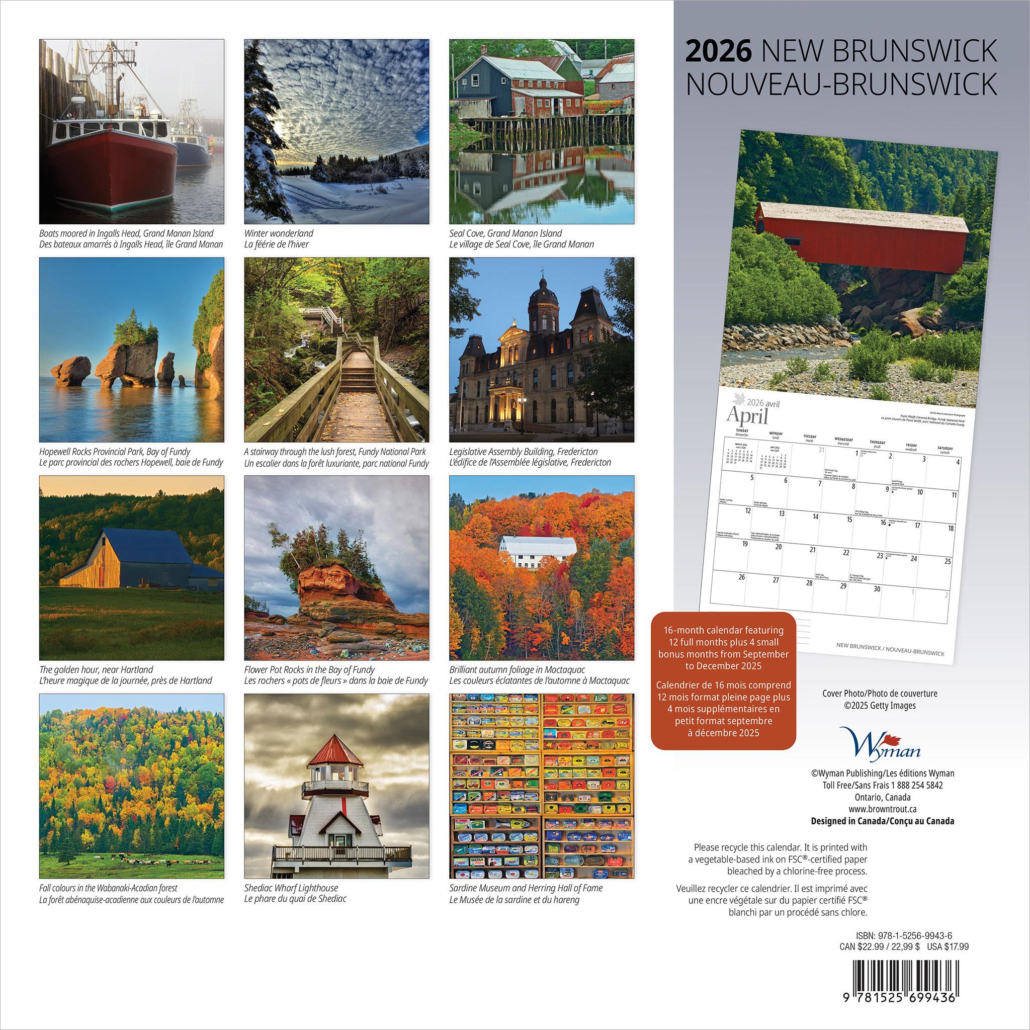 New Brunswick 2026 Wall Calendar