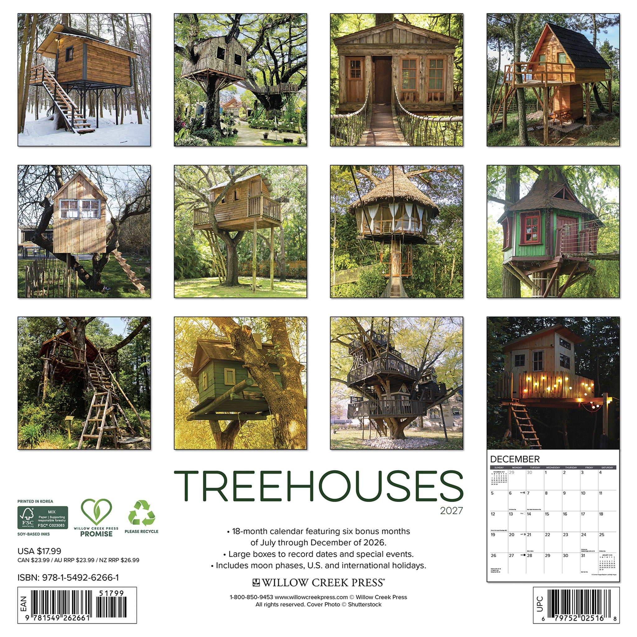 Treehouses 2027 Wall Calendar