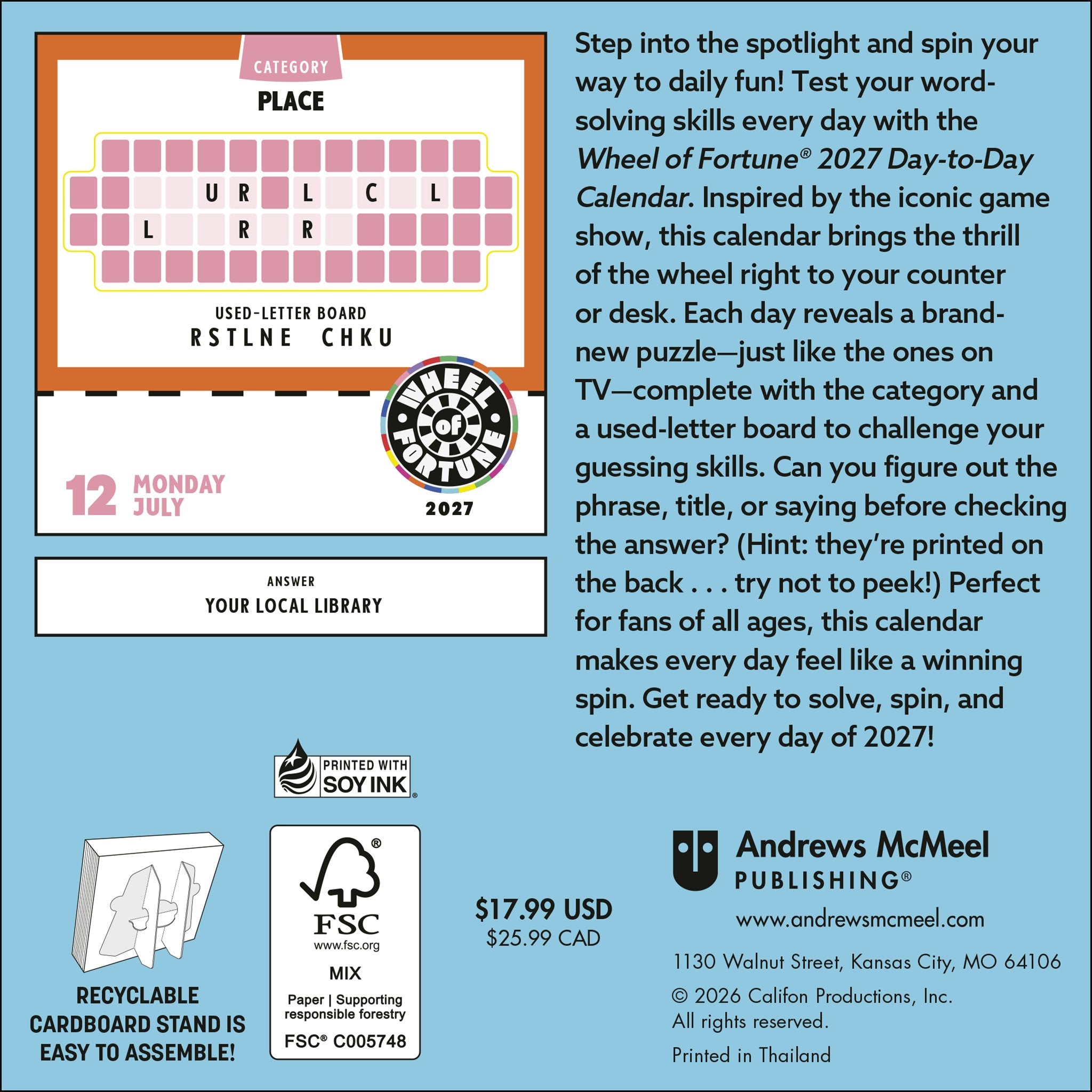 Wheel of Fortune 2027 Box Calendar
