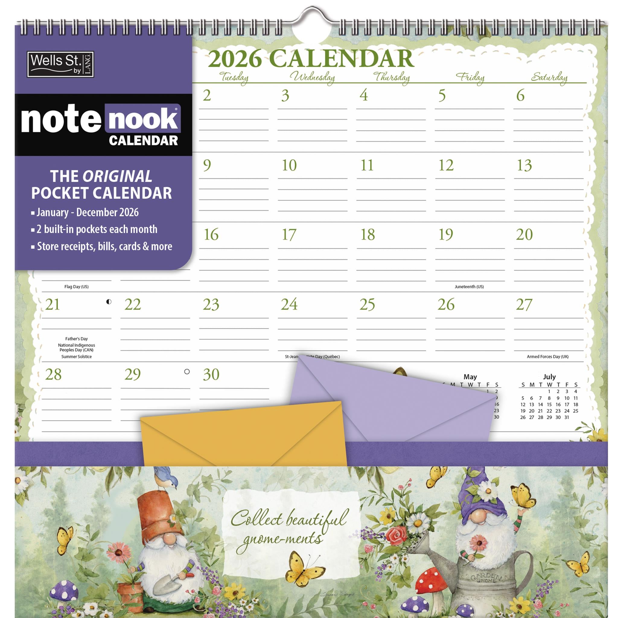 Gnomes Note Nook Wall 2026 Calendar