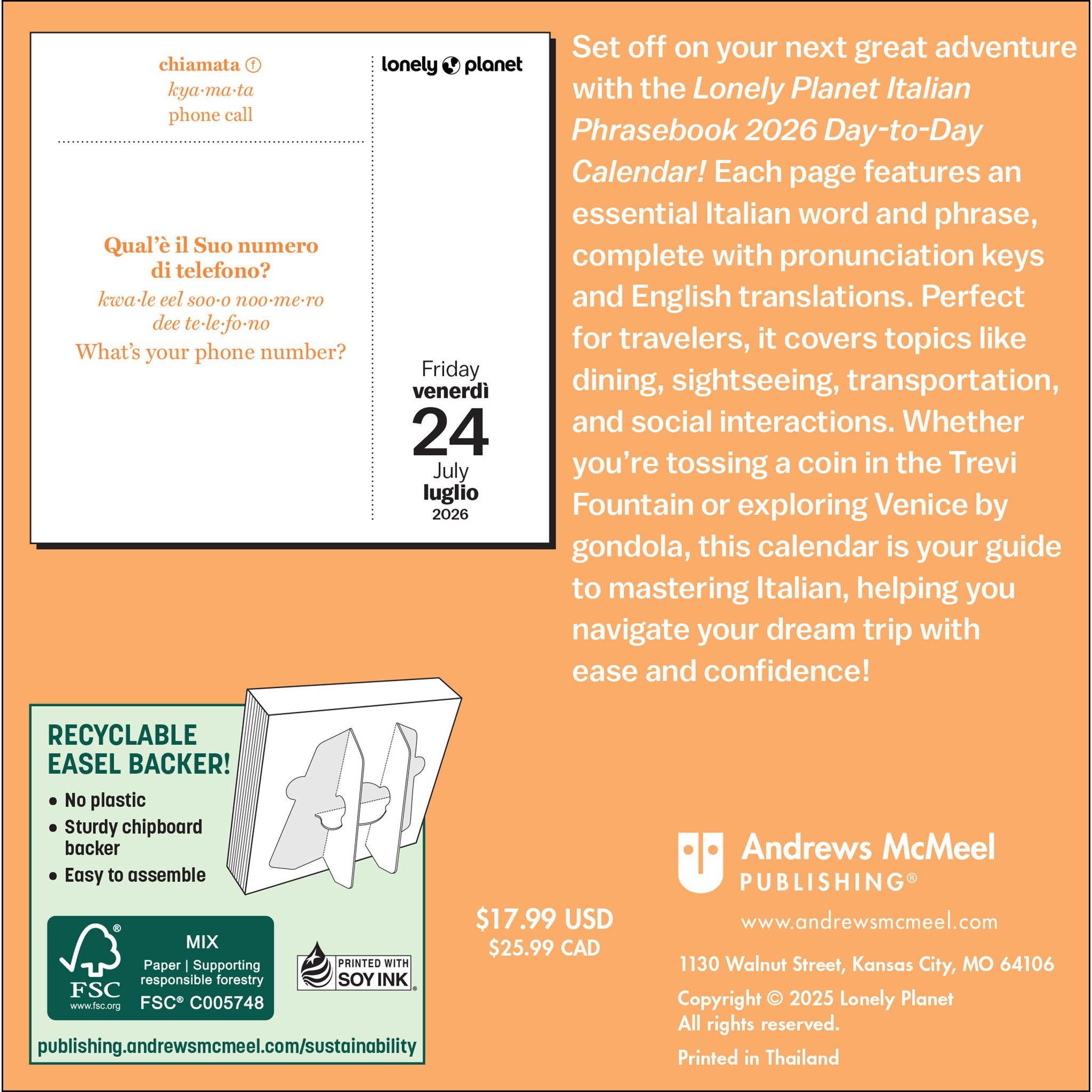 Lonely Planet: Italian Phrasebook 2026 Box Calendar - Online Only