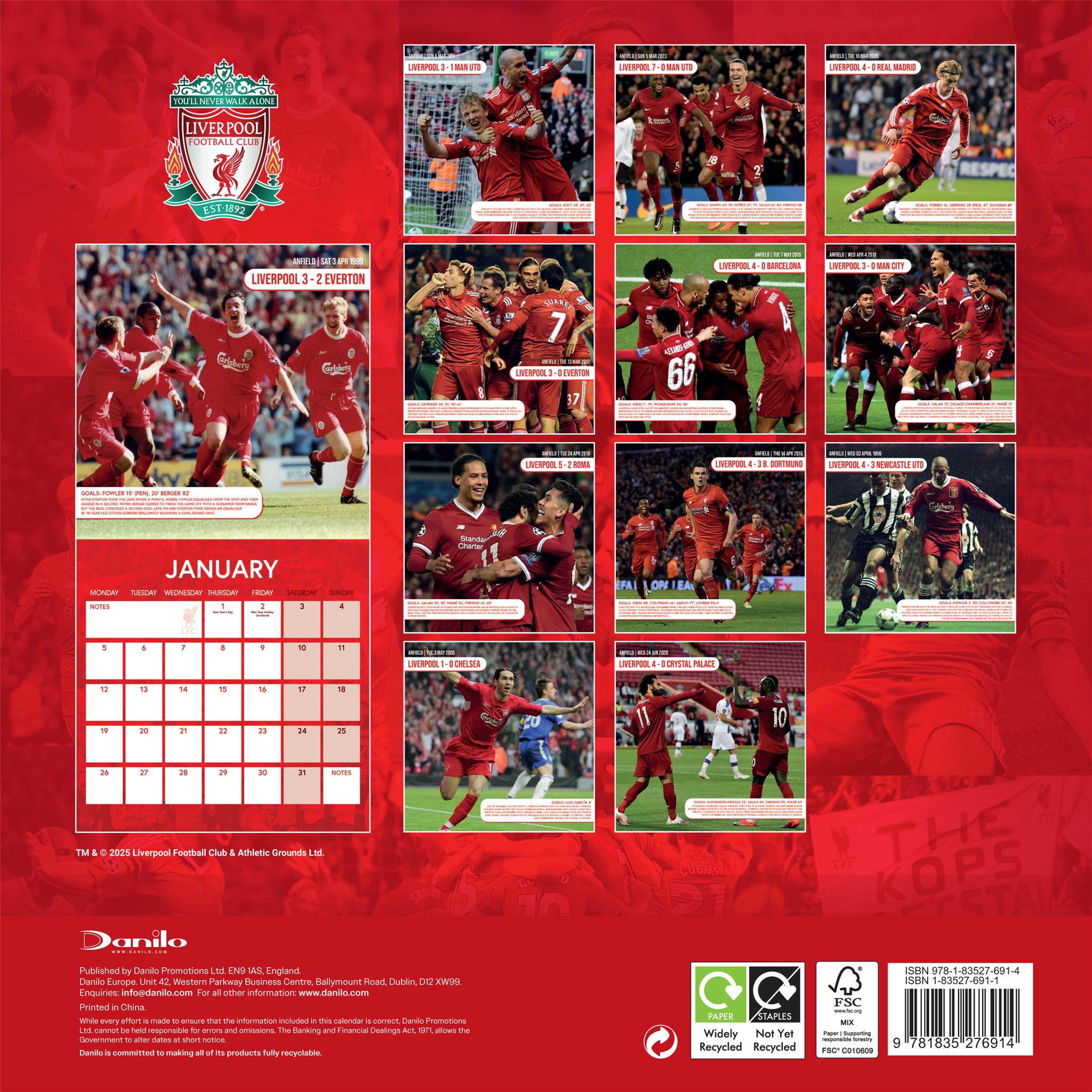 Liverpool 2026 Wall Calendar