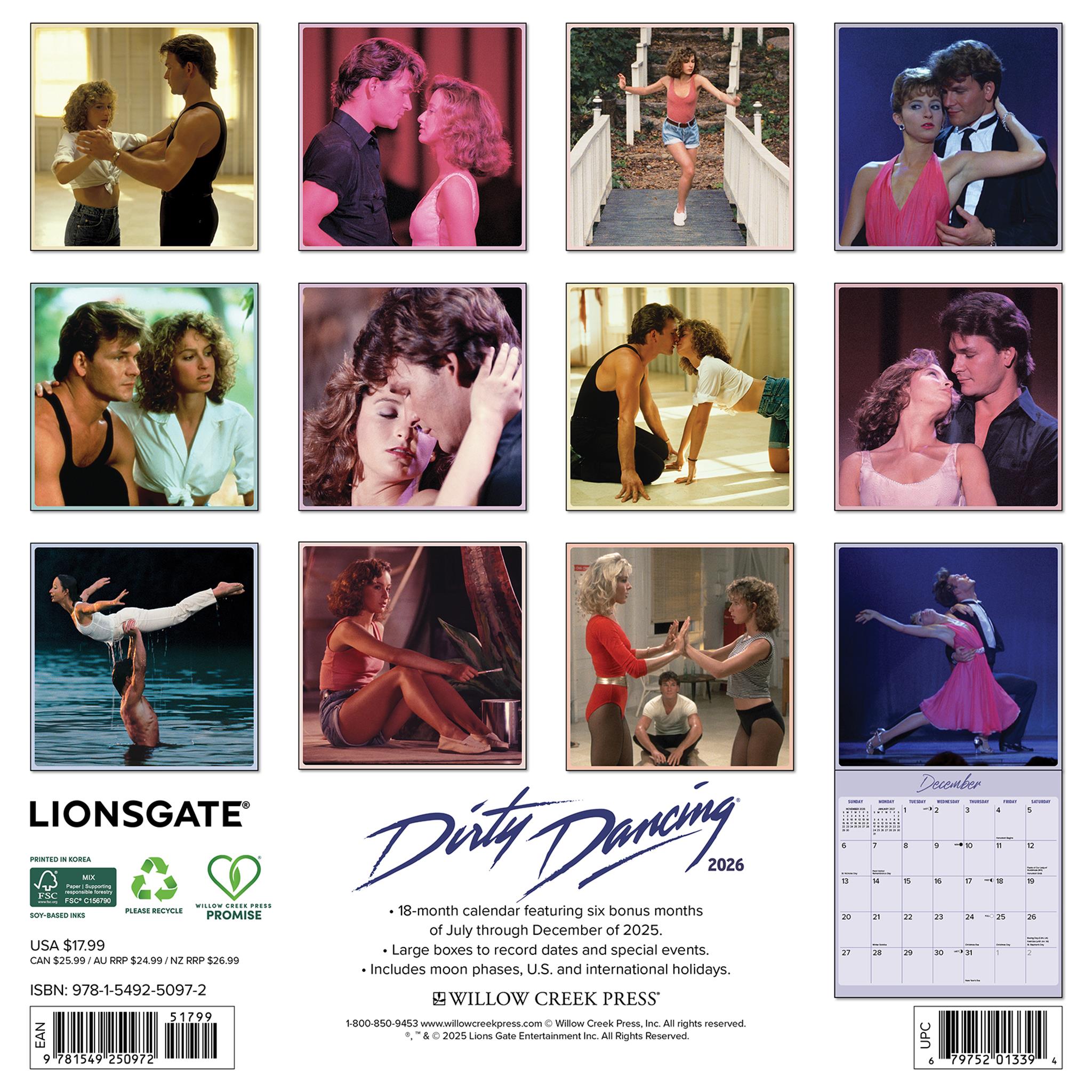 Dirty Dancing 2026 Wall Calendar
