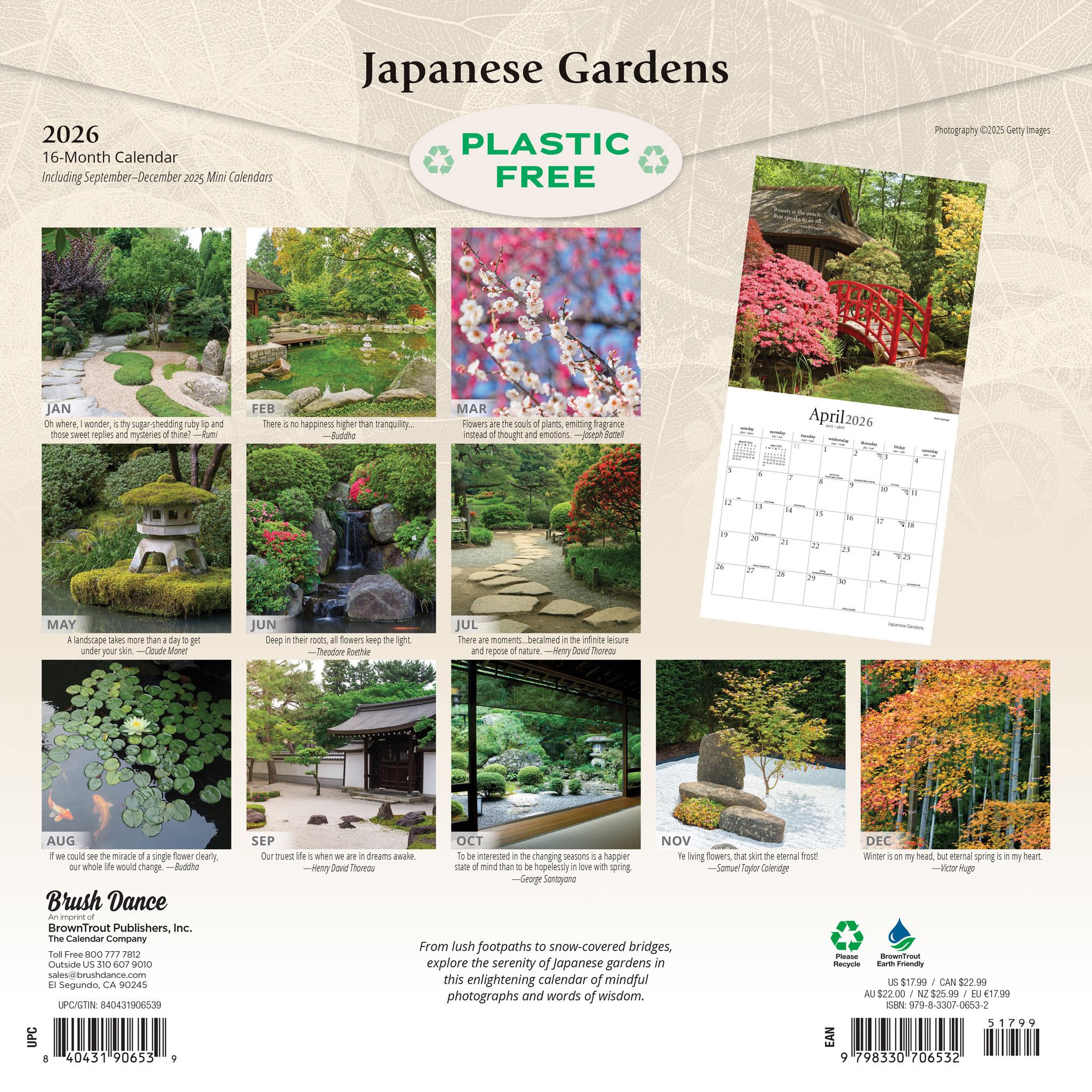 Japanese Gardens 2026 Wall Calendar